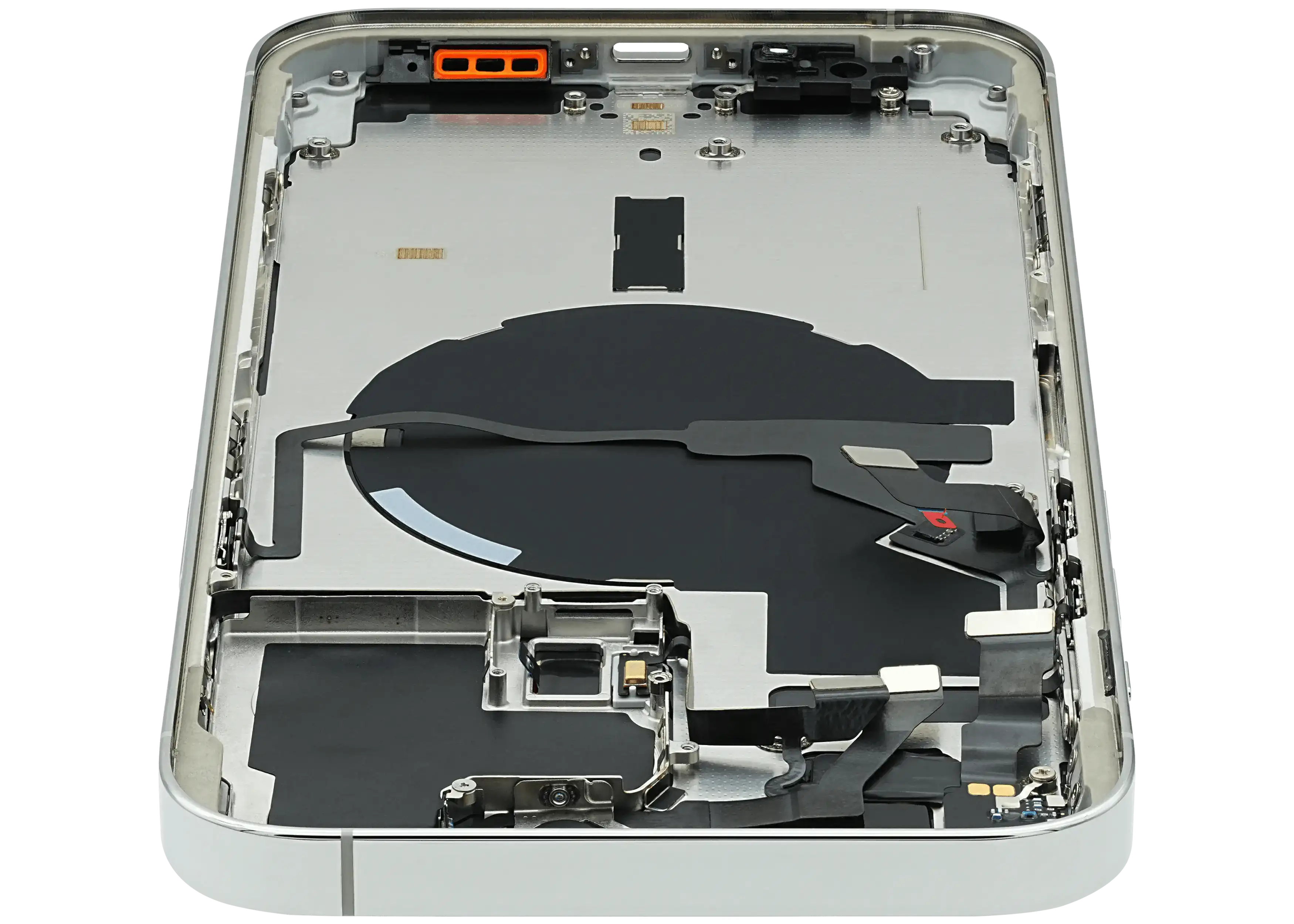 Backcover/Rahmen mit Small Parts für iPhone 14 Pro Max (EU / Global Version) (gebrauchter OEM-Ausbau, Qualität C) (Silber)