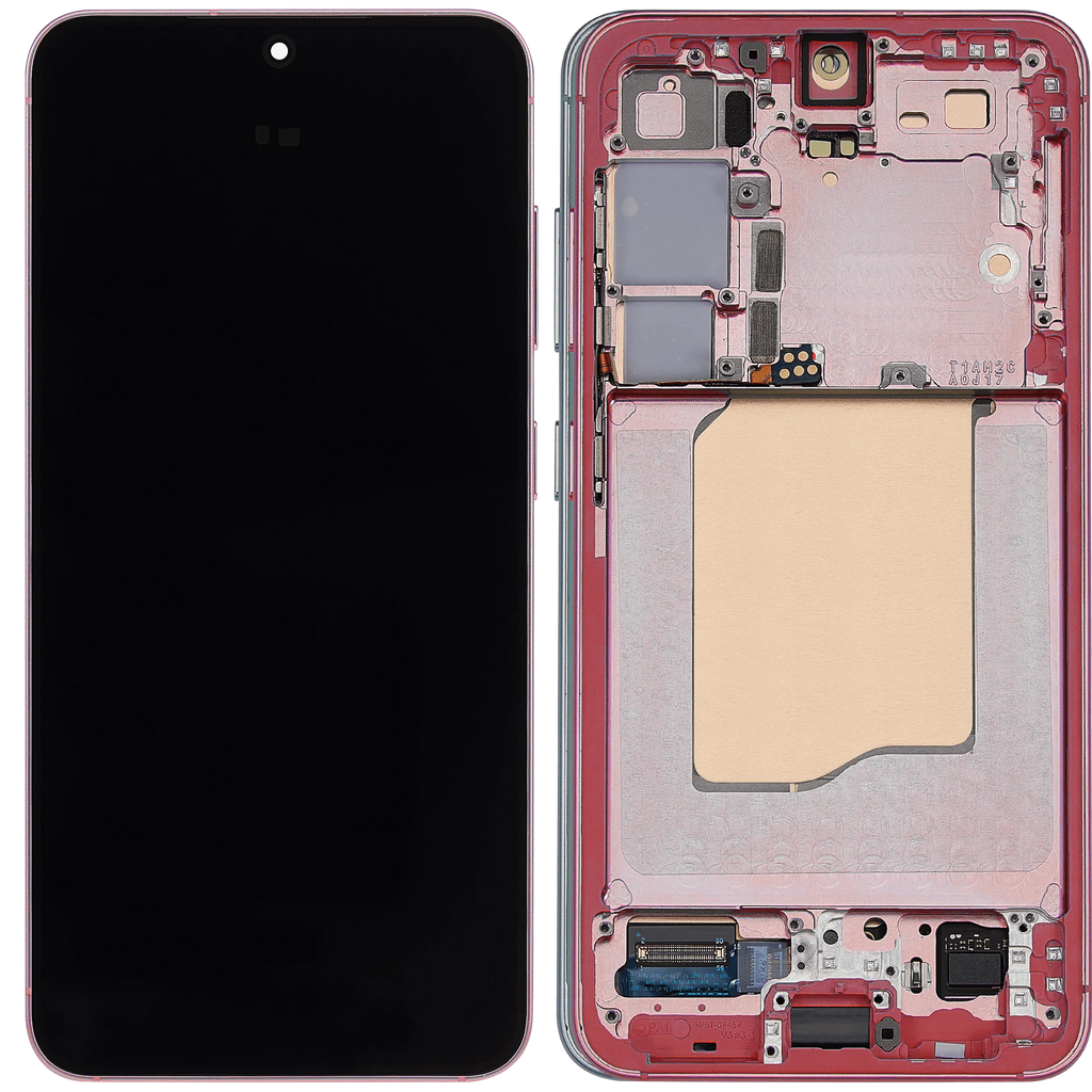 OLED-Display mit Rahmen für Samsung Galaxy S25 5G (US & International) (Aftermarket Plus) (Coral Rot)