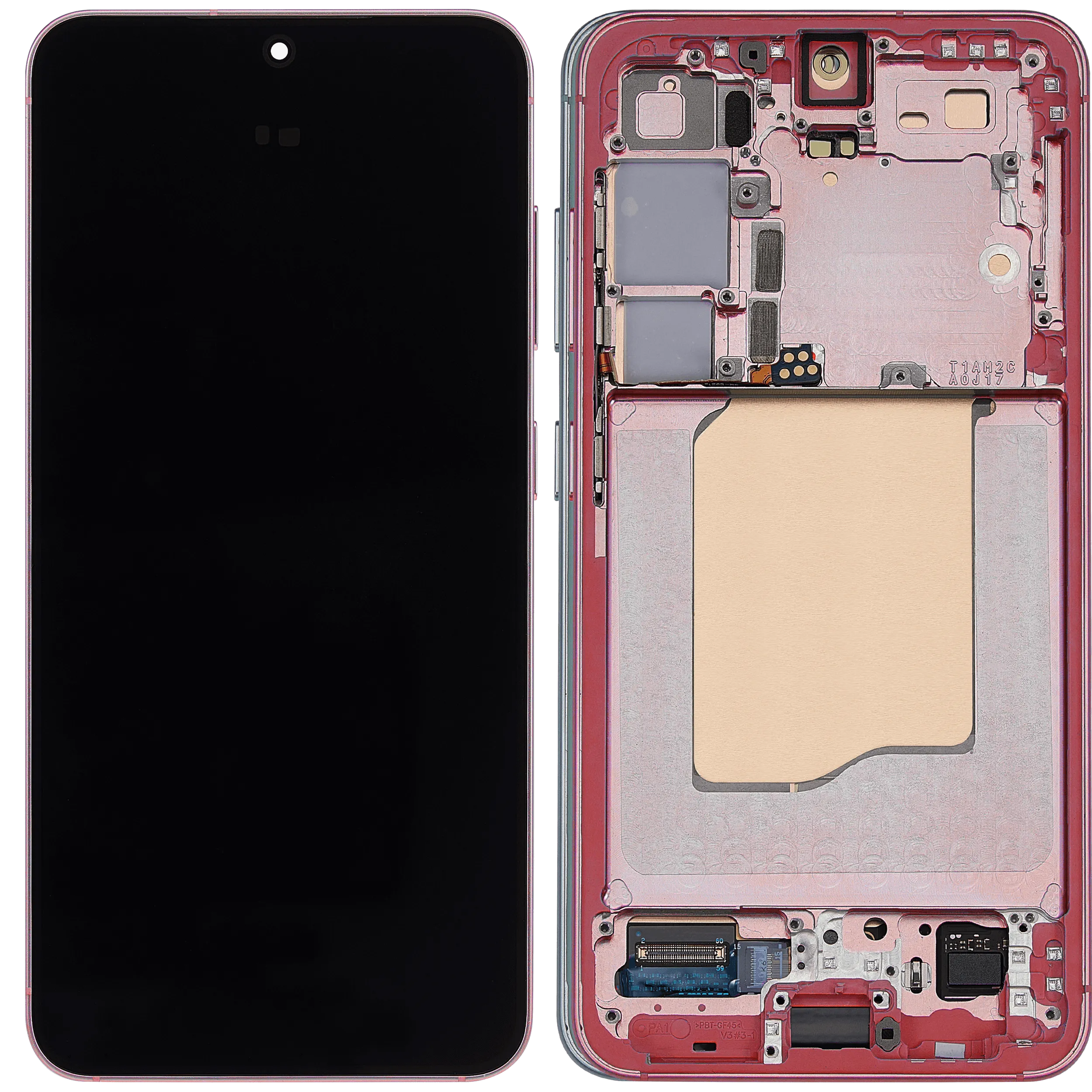 OLED-Display mit Rahmen für Samsung Galaxy S25 5G (US & International) (Aftermarket Plus) (Coral Rot)