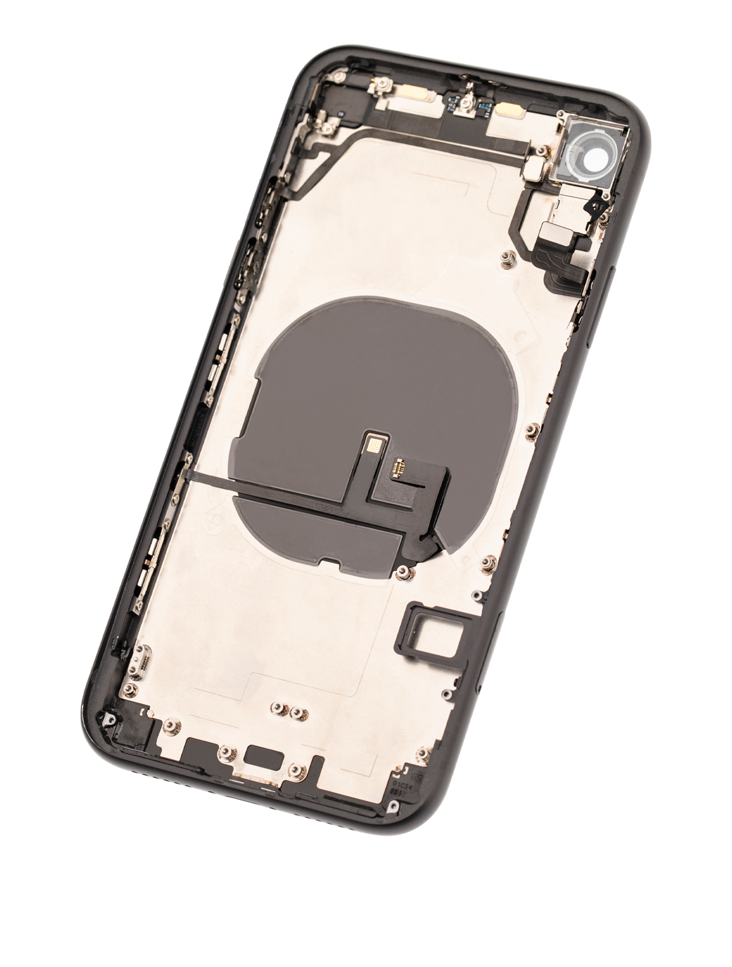 Backcover/Rahmen mit Small Components Pre-Installed für iPhone XR (gebrauchter OEM-Ausbau, Qualität A) (Schwarz)