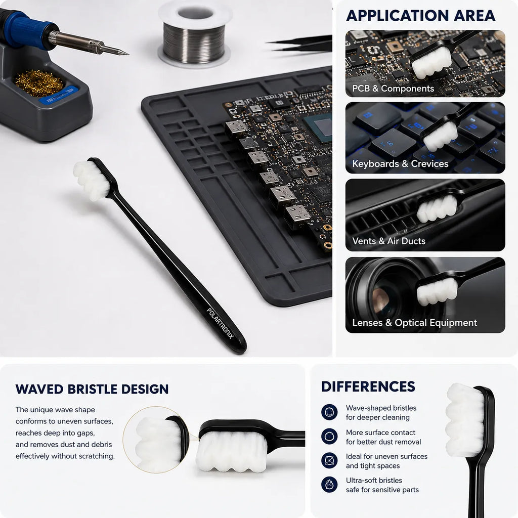 Anti-Static Electronics Cleaning Brush mit Ultra-Fine Waved Bristles (PolarTronix)