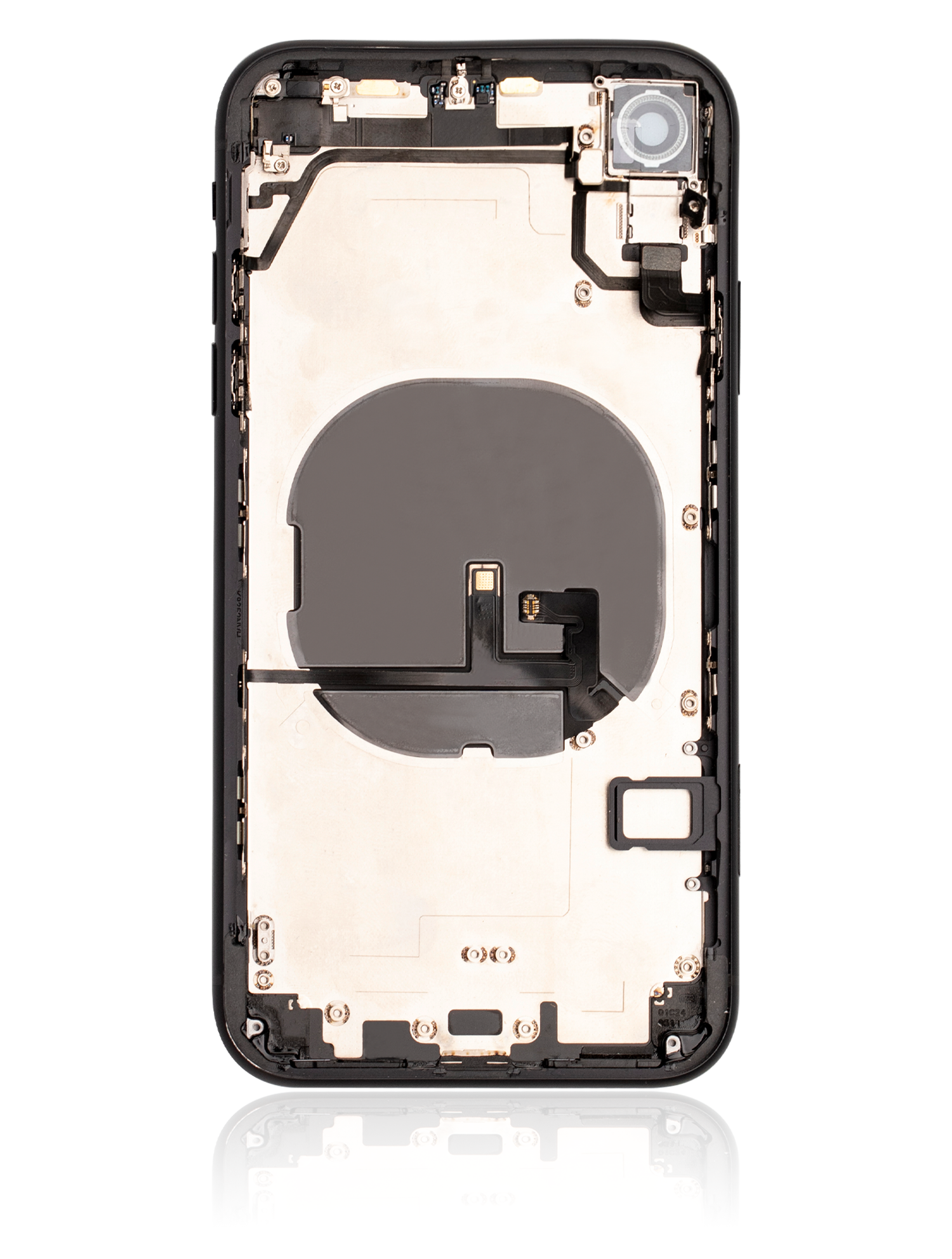 Backcover/Rahmen mit Small Components Pre-Installed für iPhone XR (gebrauchter OEM-Ausbau, Qualität A) (Schwarz)