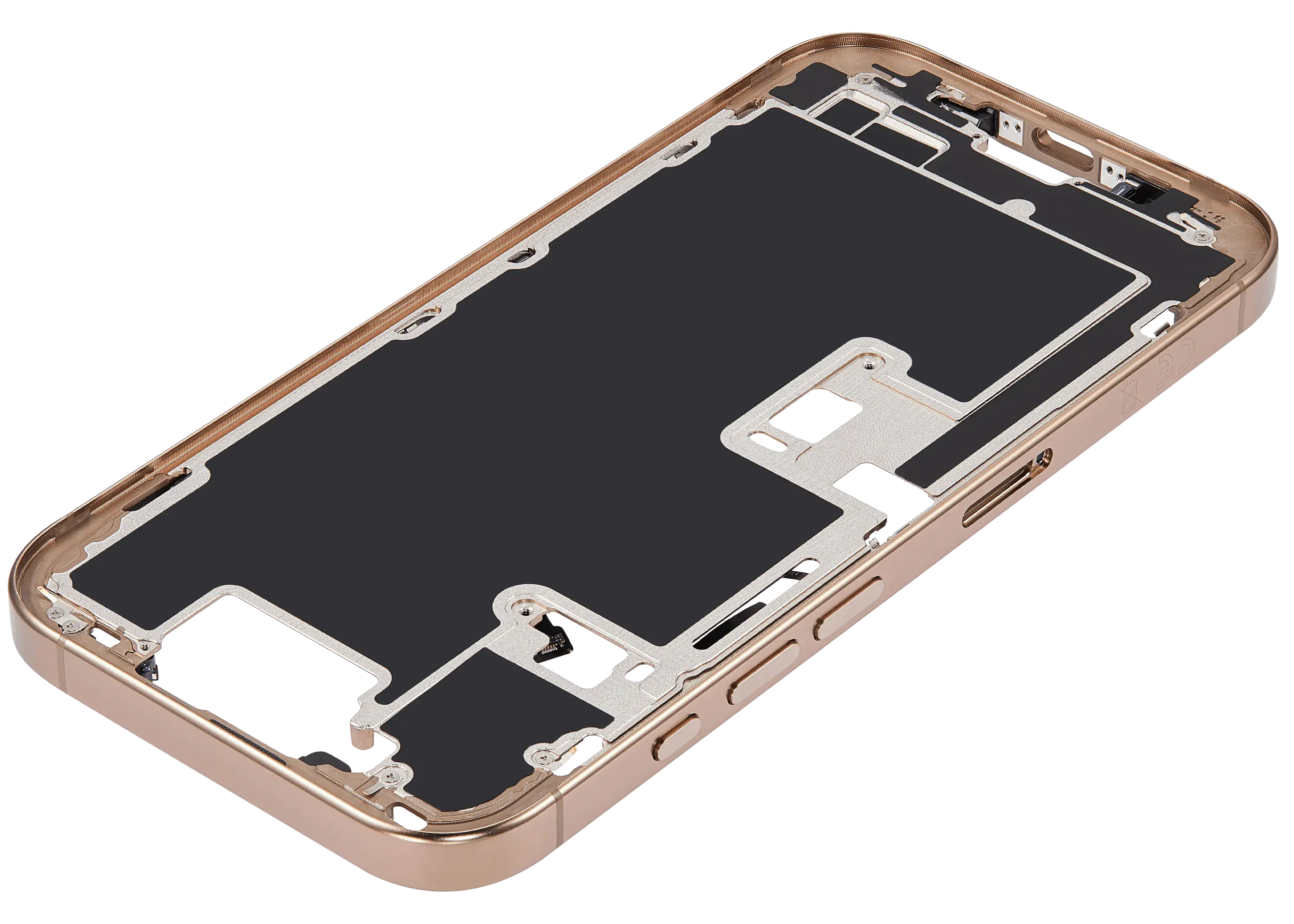 Midframe/Rahmen mit Power And Volume Button für iPhone 16 Pro (EU / Global Version) (Aftermarket Plus) (Desert Titanium)