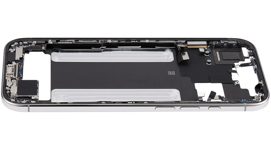 Midframe/Rahmen mit Ladebuchse Flex & Small Parts für iPhone Air (US / EU Version) (gebrauchter OEM-Ausbau, Qualität B) (Cloud White)