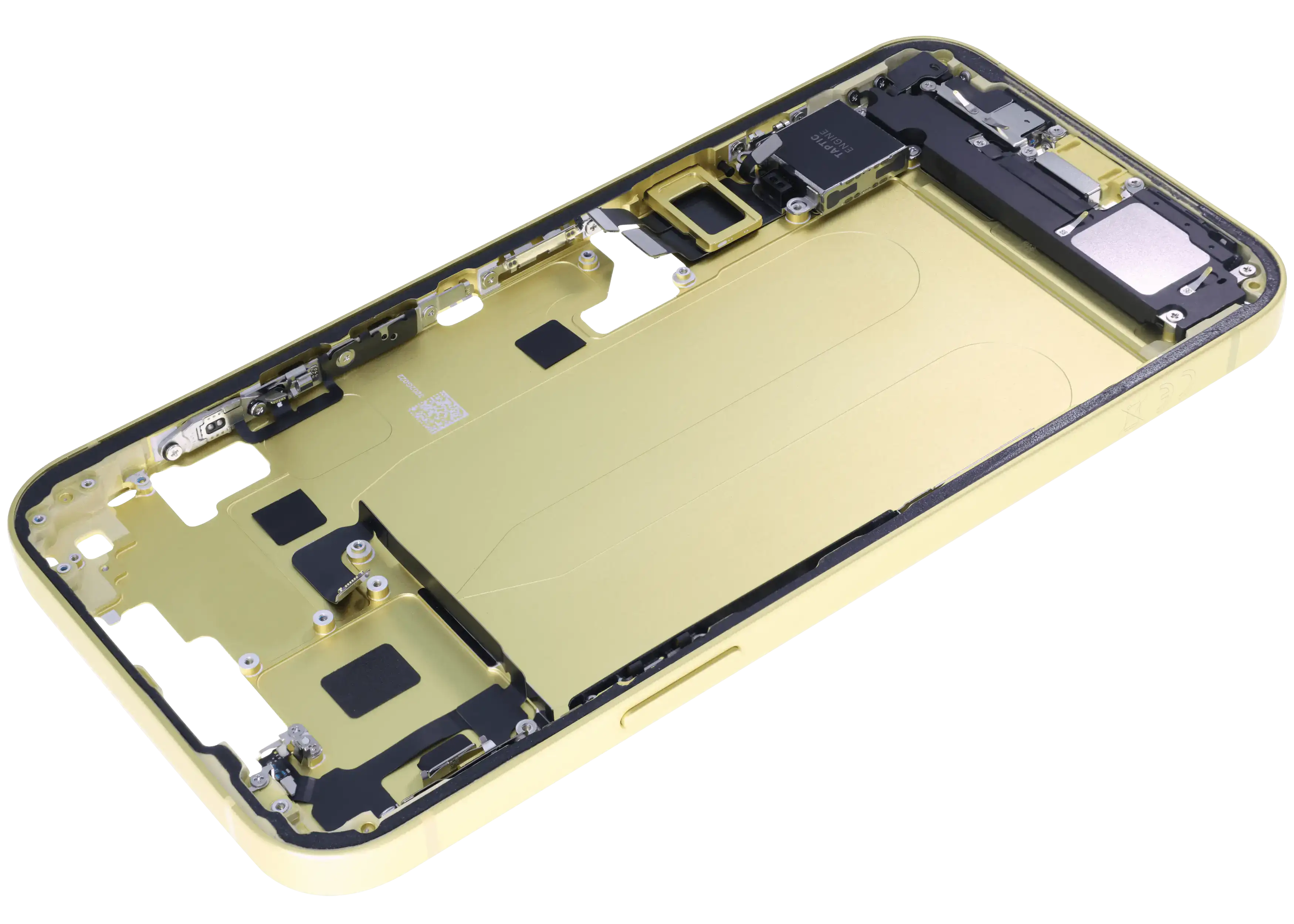 Midframe/Rahmen mit Ladebuchse Flex & Small Parts für iPhone 14 Plus (EU / Global Version) (gebrauchter OEM-Ausbau, Qualität C) (Gelb)