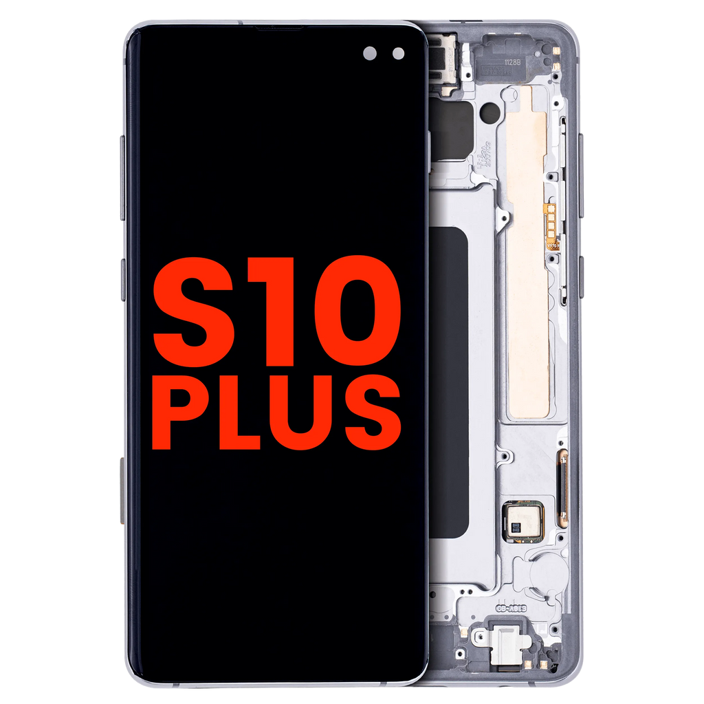 OLED-Display mit Rahmen für Samsung Galaxy S10 Plus (Aftermarket Plus) (Prism / Ceramic Black)