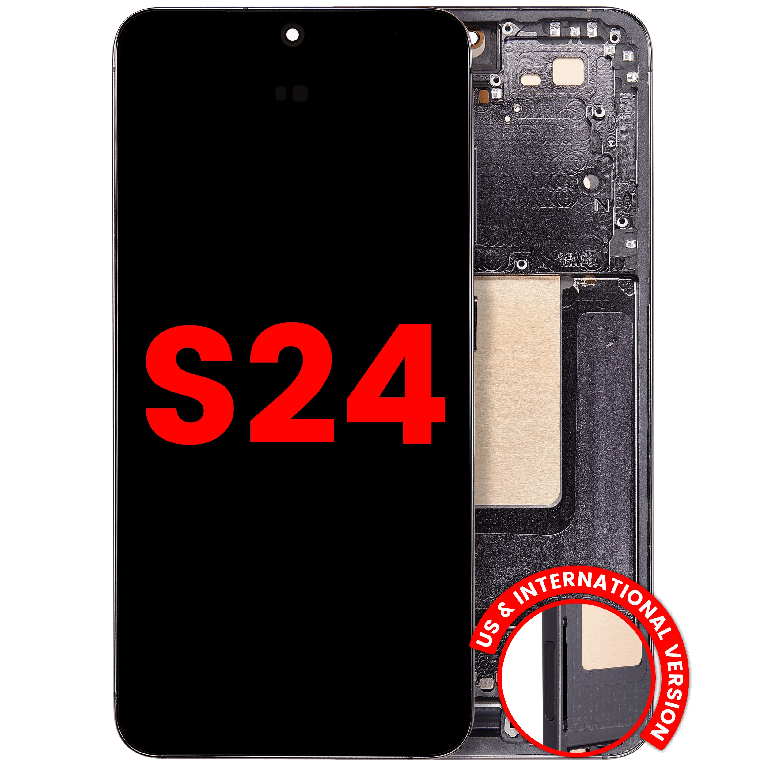 OLED-Display mit Rahmen für Samsung Galaxy S24 5G (US & Internationale Version) (Aftermarket Plus) (Onyx Black)