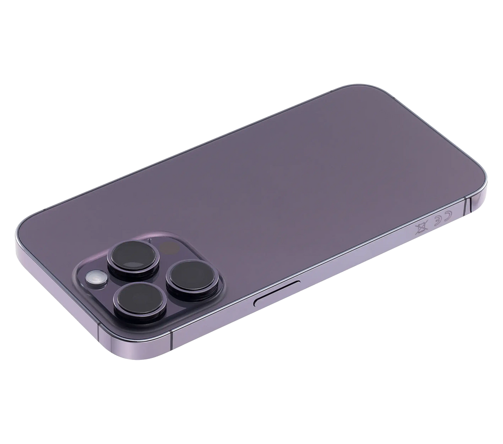 Backcover/Rahmen mit Small Parts für iPhone 14 Pro (EU / Global Version) (gebrauchter OEM-Ausbau, Qualität C) (Deep Purple)