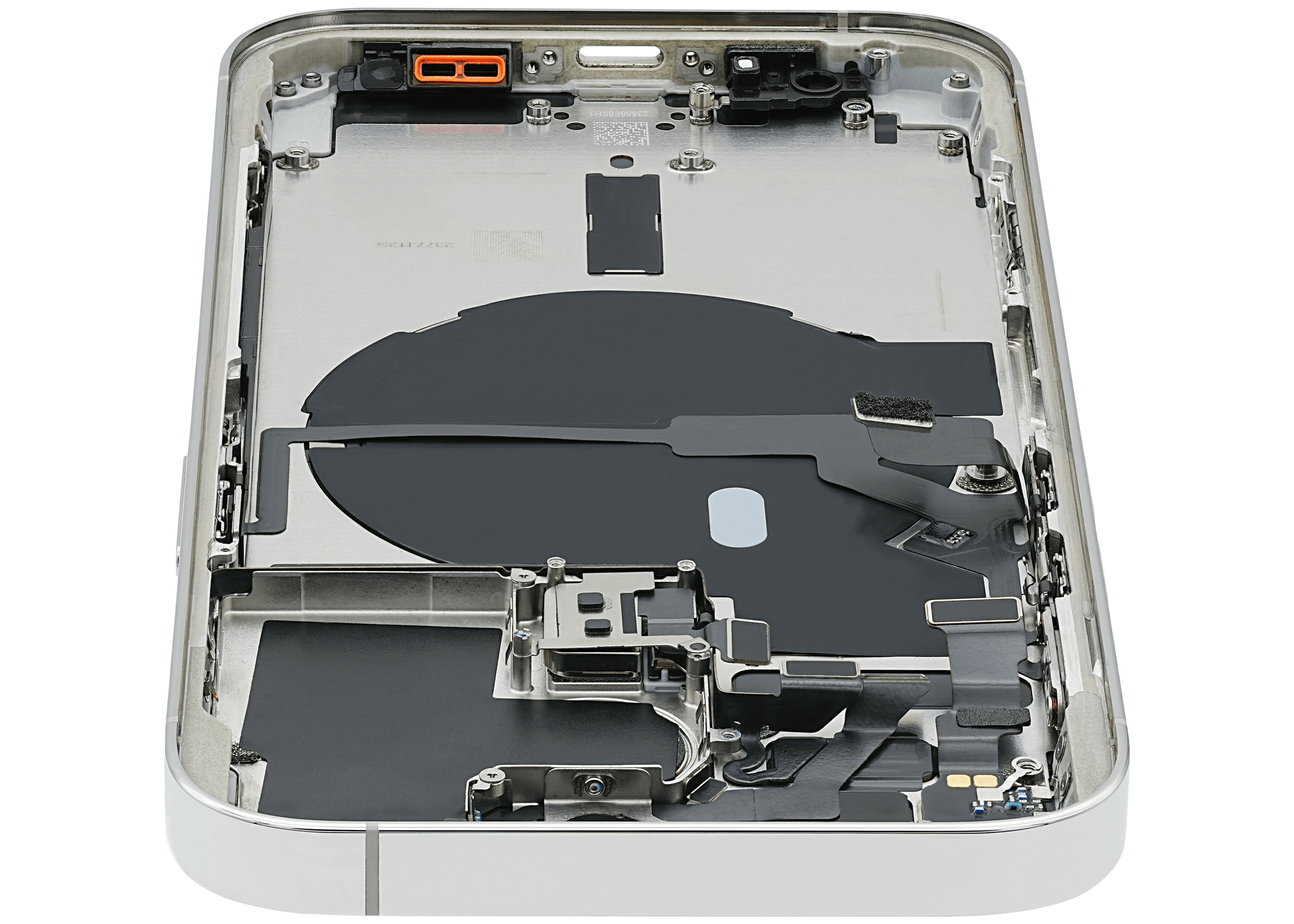 Backcover/Rahmen mit Small Parts für iPhone 14 Pro (EU / Global Version) (gebrauchter OEM-Ausbau, Qualität A) (Silber)