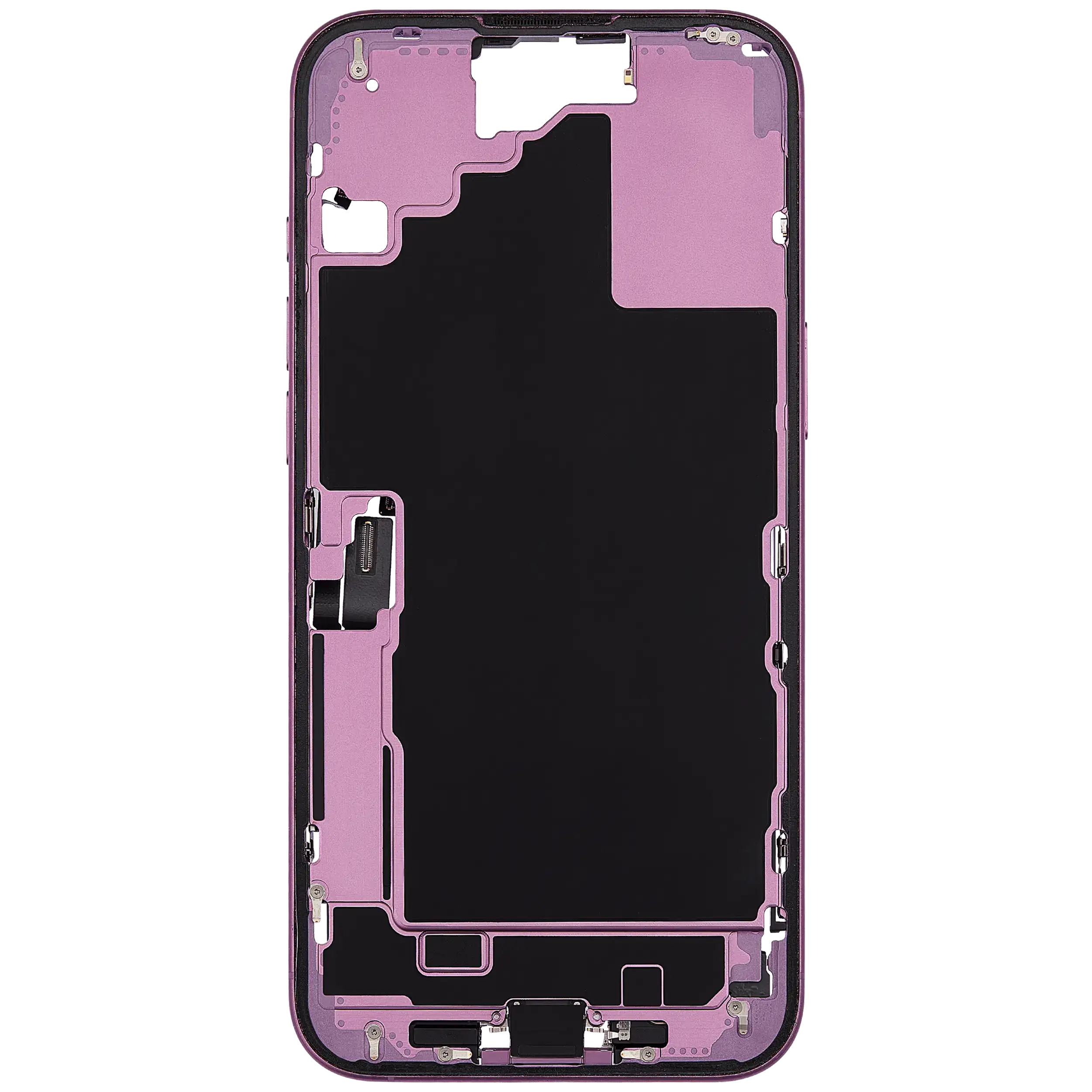 Midframe/Rahmen mit Ladebuchse Flex & Small Parts für iPhone 16 Plus (US-Version) (gebrauchter OEM-Ausbau, Qualität C) (Pink)