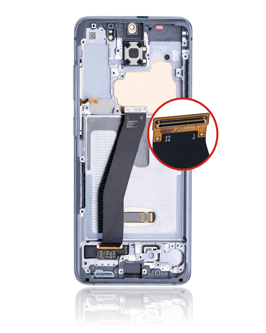 OLED-Display mit Rahmen für Samsung Galaxy S20 5G (Verizon 5G UW Frame Only) (gebrauchter OEM-Ausbau, Qualität A) (Cosmic Gray)