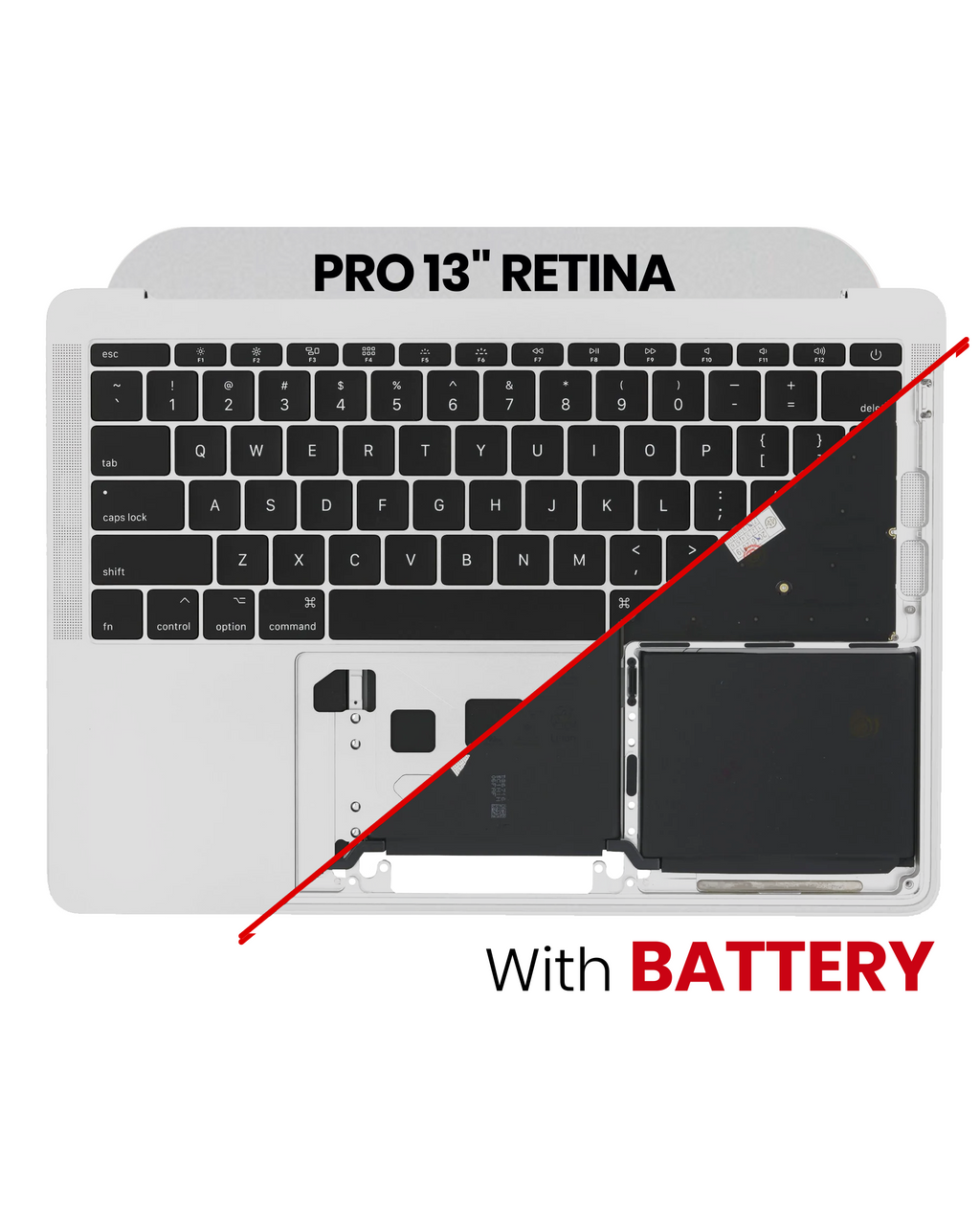 Top Case mit Akku and Keyboard (ANSI US) für MacBook Pro 13" A1708 (2016) (gebrauchter OEM-Ausbau, Qualität A) (Silber)