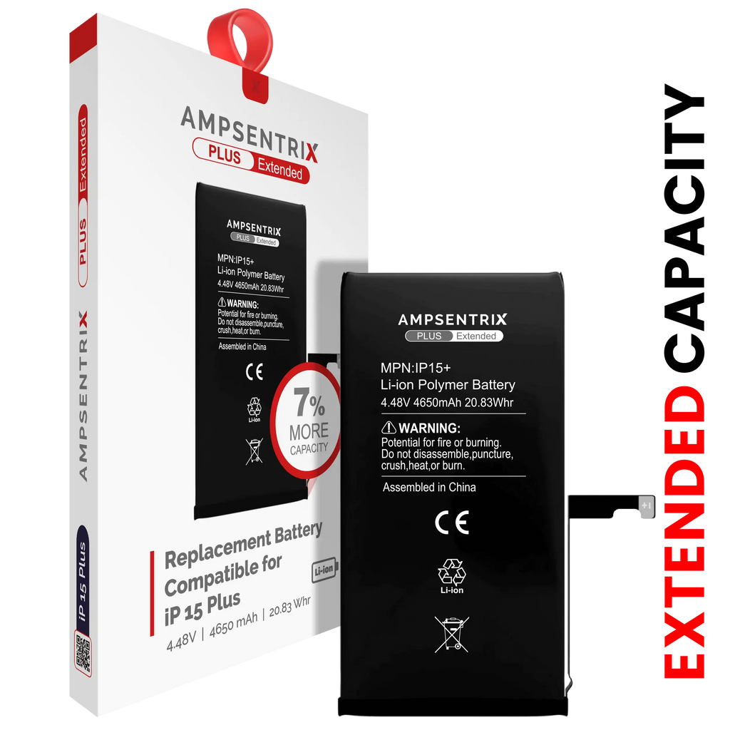 Ersatzakku für iPhone 15 Plus (AmpSentrix Plus Extended)