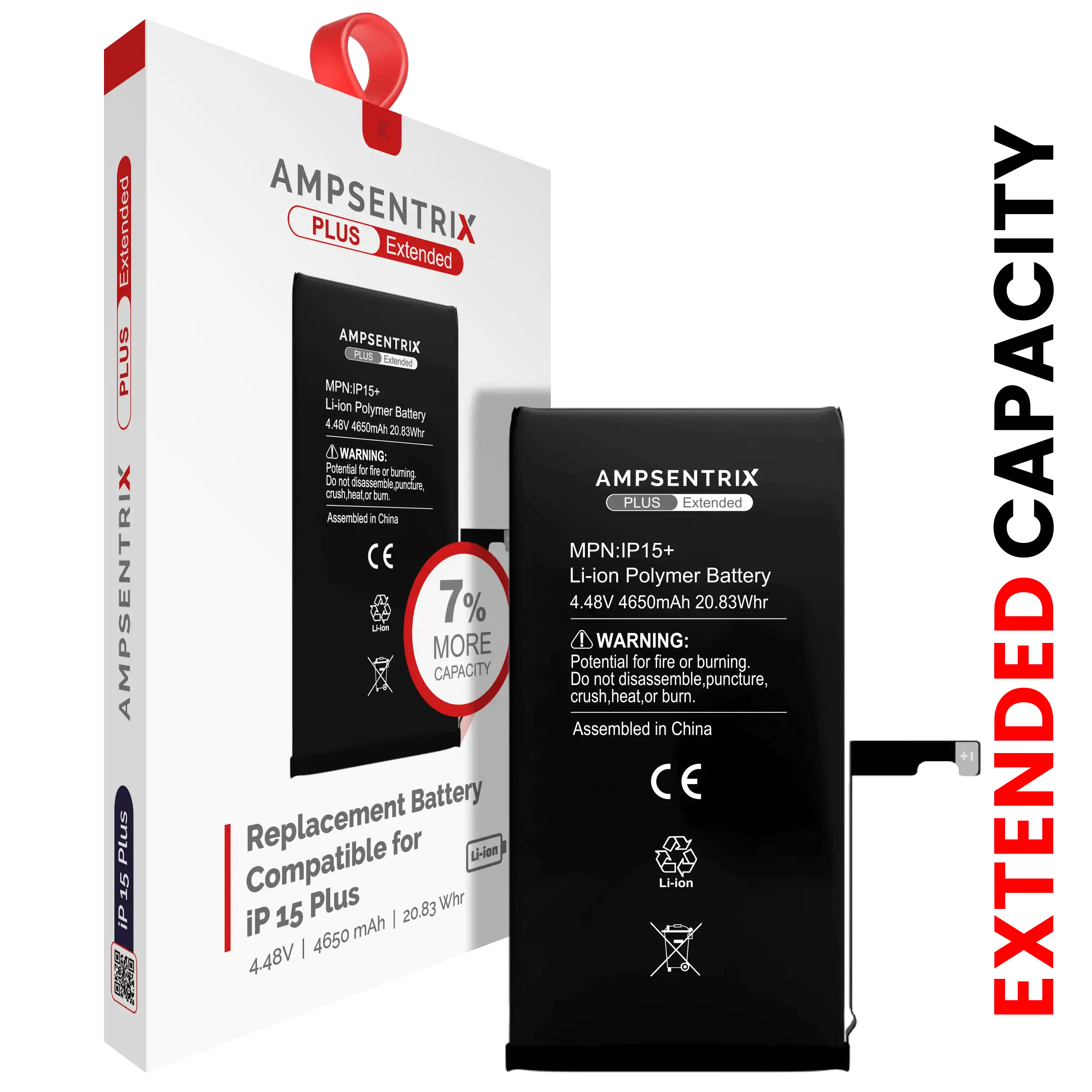 Ersatzakku für iPhone 15 Plus (AmpSentrix Plus Extended)