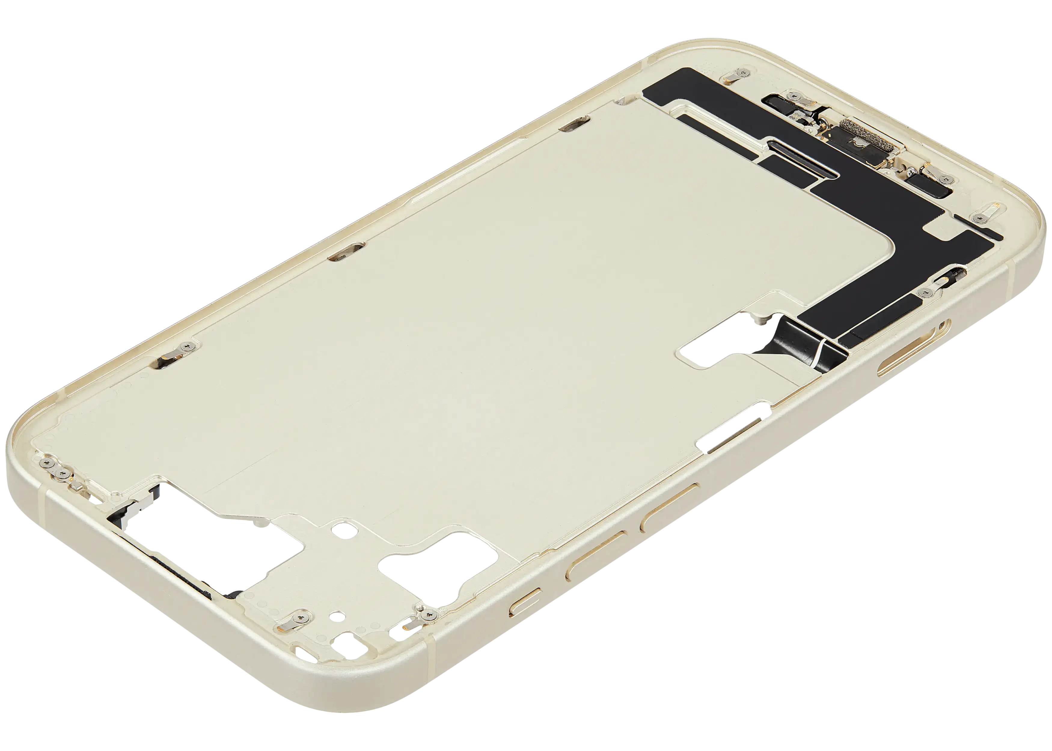Midframe/Rahmen mit Ladebuchse Flex & Small Parts für iPhone 15 (EU / Global Version) (gebrauchter OEM-Ausbau, Qualität A) (Gelb)
