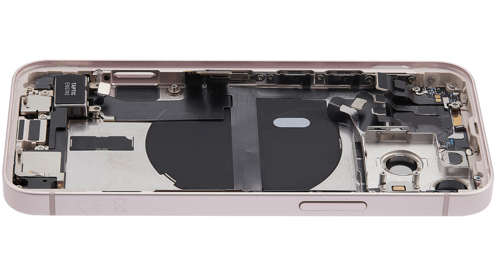 Backcover/Rahmen mit Ladebuchse Flex & Small Parts für iPhone 13 Mini (EU / Global Version) (gebrauchter OEM-Ausbau, Qualität A) (Pink)