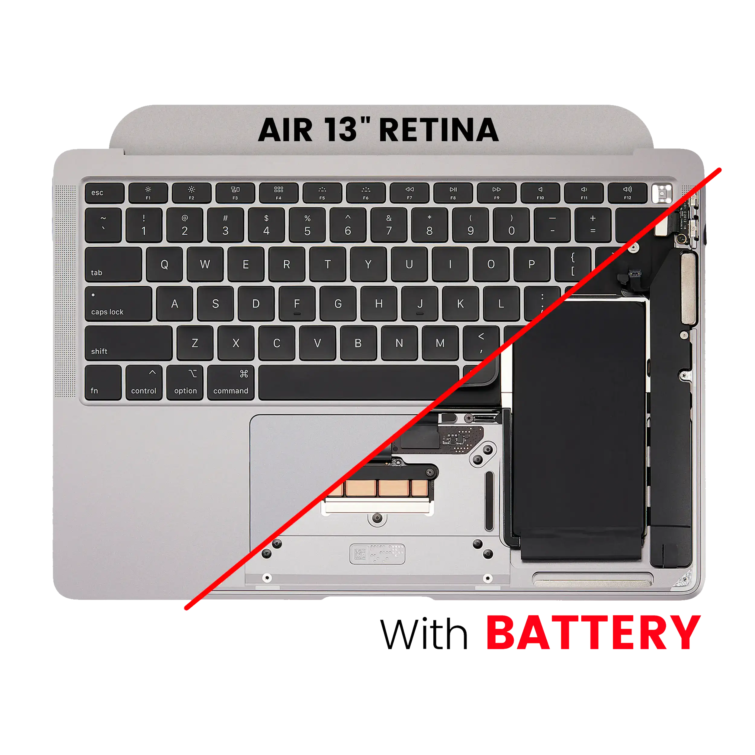 Top-Case m. Akku/Tastatur f. MacBook Air 13 A2179 US Silber OEM A