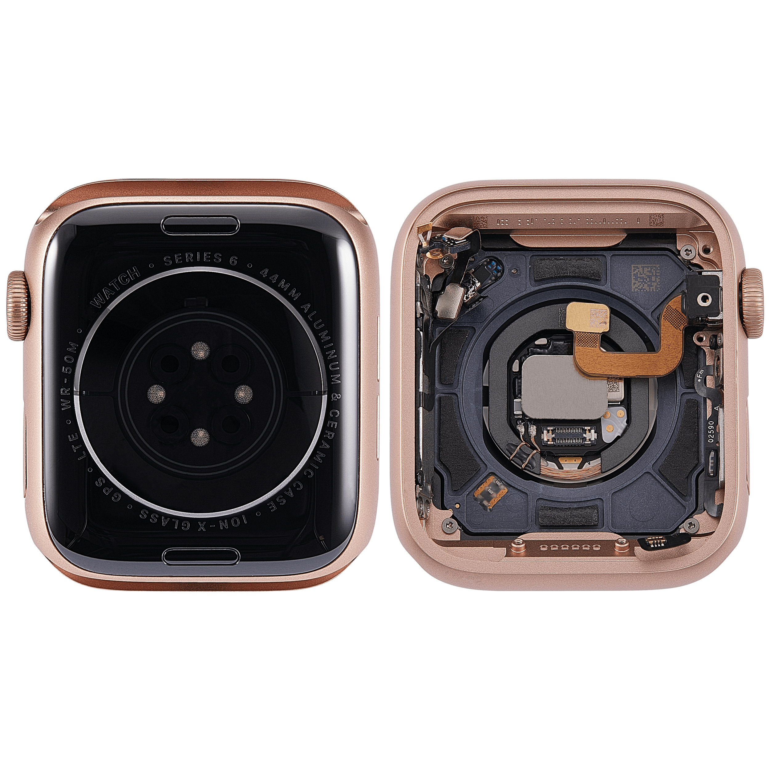 Backcover/Rahmen Compatible für Watch Series 6 (44MM) (gebrauchter OEM-Ausbau, Qualität A) (Cellular Version) (Aluminum / Rose Gold)