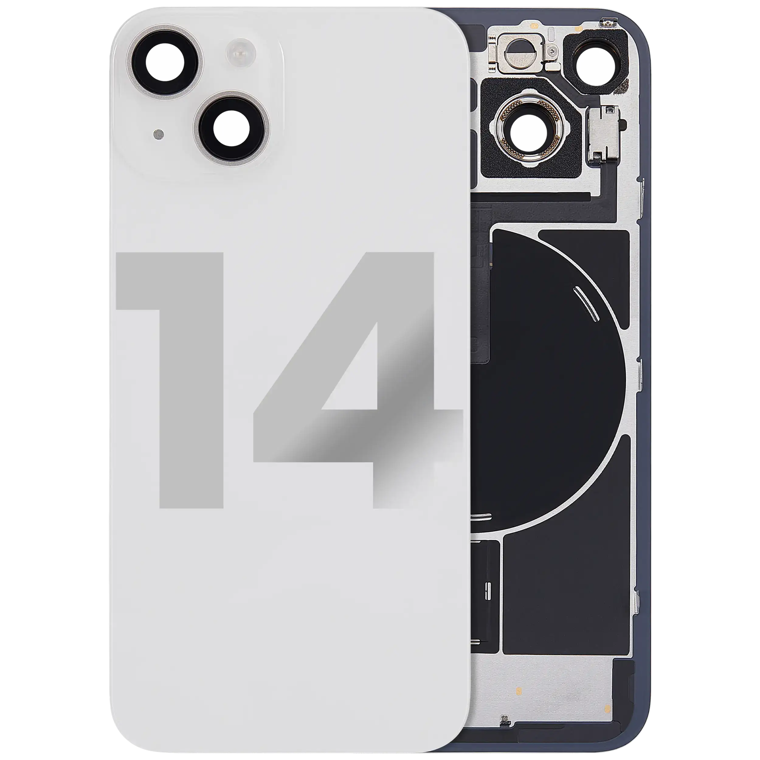 Backcover mit MagSafe Magnet & NFC & Blitz-Flexkabel für iPhone 14 (gebrauchter OEM-Ausbau, Qualität A) (Starlight)