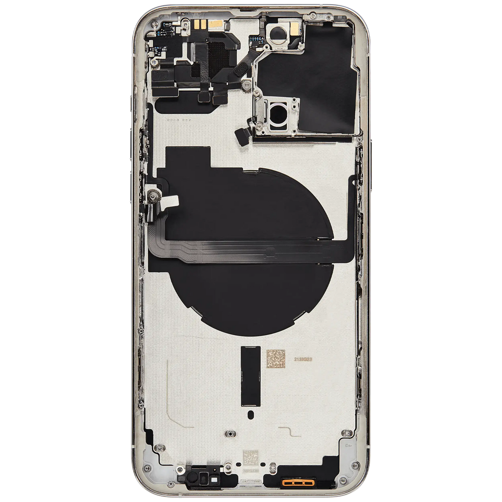Backcover/Rahmen mit Small Parts für iPhone 13 Pro Max (EU / Global Version) (gebrauchter OEM-Ausbau, Qualität B) (Silber)