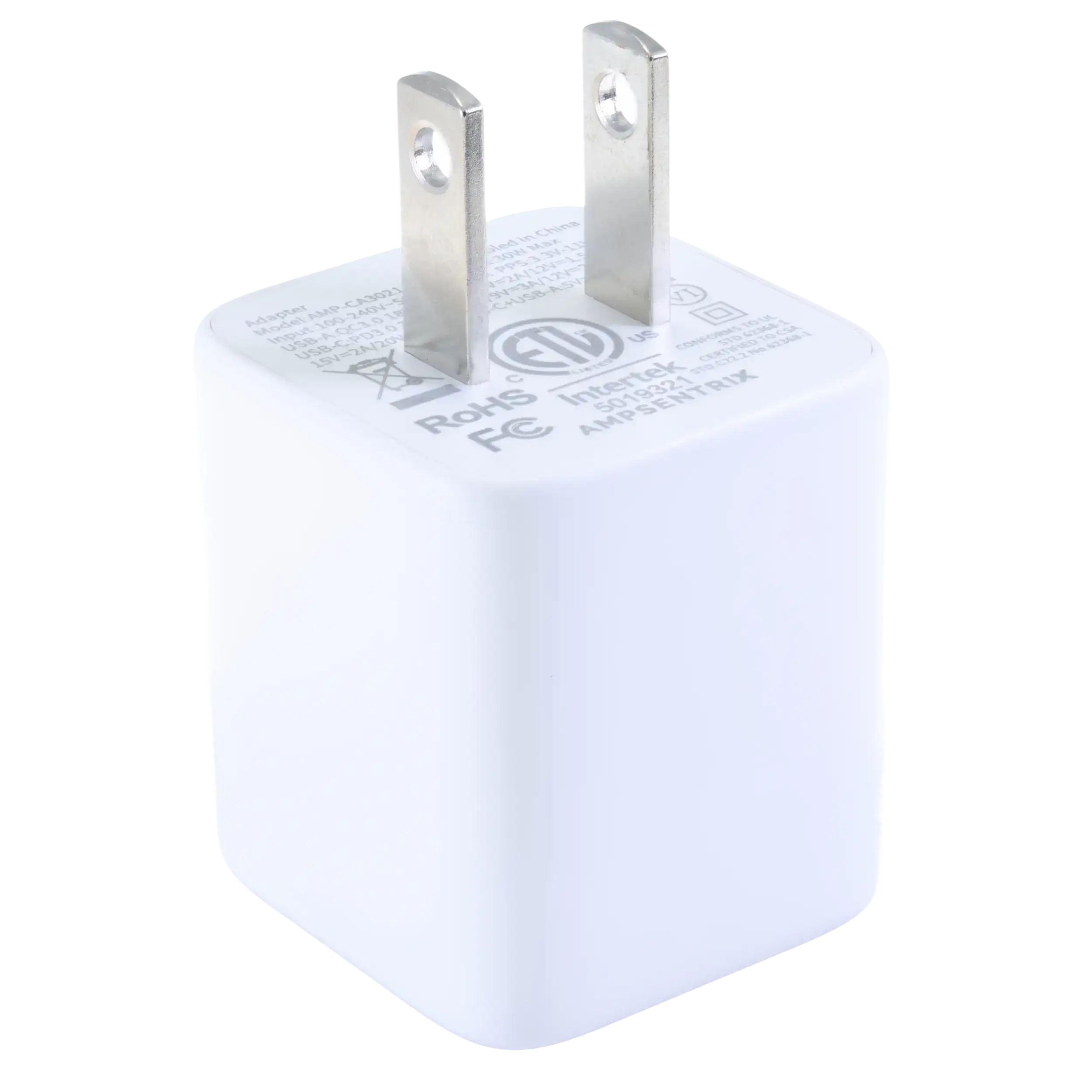 AmpSentrix Pro 30W 2-in-1 USB-C / USB-A GaN Wall Adapter (Pink)