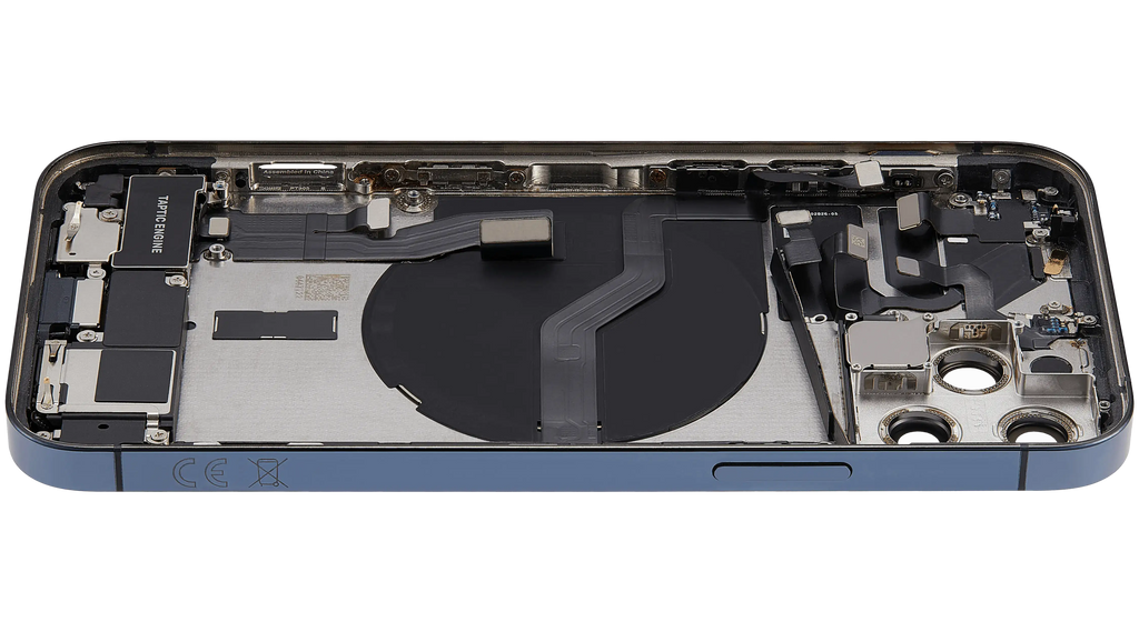 Backcover/Rahmen mit Ladebuchse Flex & Small Parts für iPhone 12 Pro (EU / Global Version) (gebrauchter OEM-Ausbau, Qualität A) (Pacific Blau)