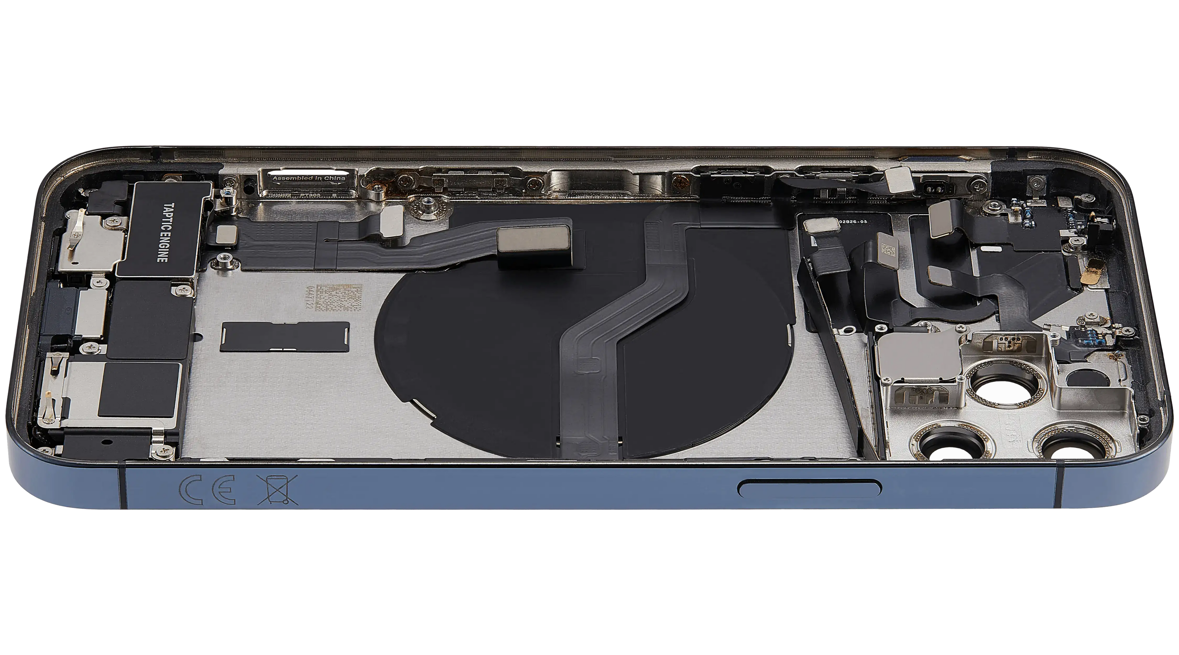 Backcover/Rahmen mit Ladebuchse Flex & Small Parts für iPhone 12 Pro (EU / Global Version) (gebrauchter OEM-Ausbau, Qualität A) (Pacific Blau)