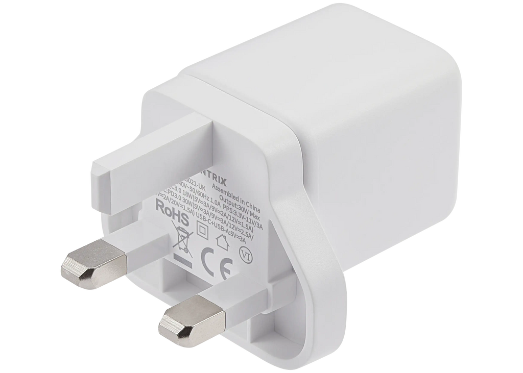 AmpSentrix 30W 2-in-1 USB-C / USB-A Wall Adapter (220V / UK Plug) (Ultramarine)