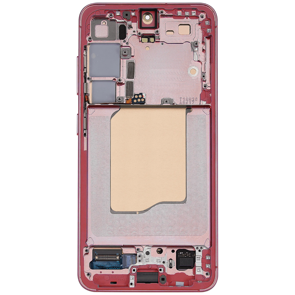 OLED-Display mit Rahmen für Samsung Galaxy S25 5G (US & International) (Aftermarket Plus) (Coral Rot)