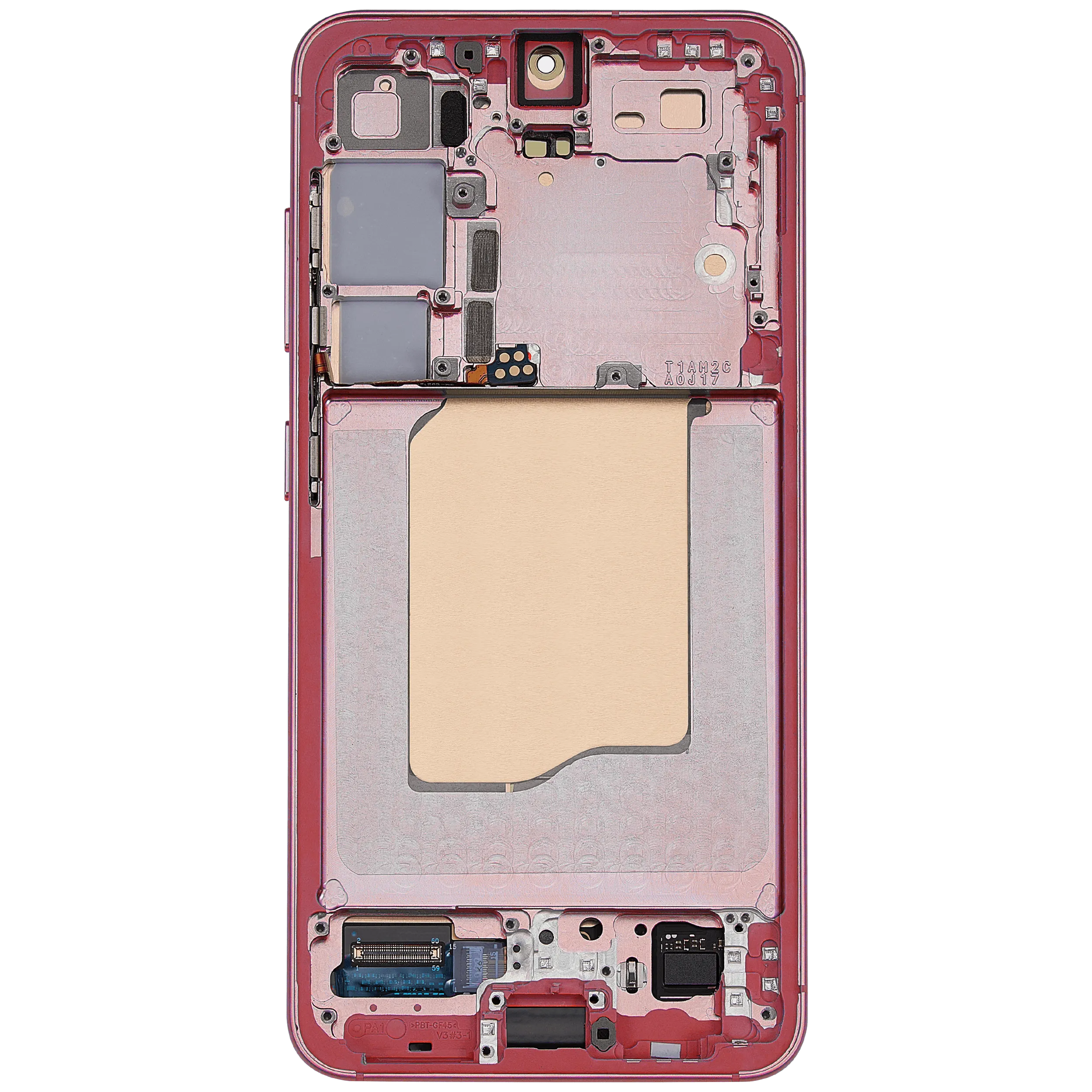 OLED-Display mit Rahmen für Samsung Galaxy S25 5G (US & International) (Aftermarket Plus) (Coral Rot)