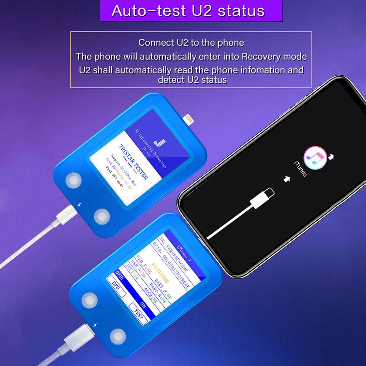 U2 Tristar Tester Quick Detector for iPhone 5 to 14 Pro Max
