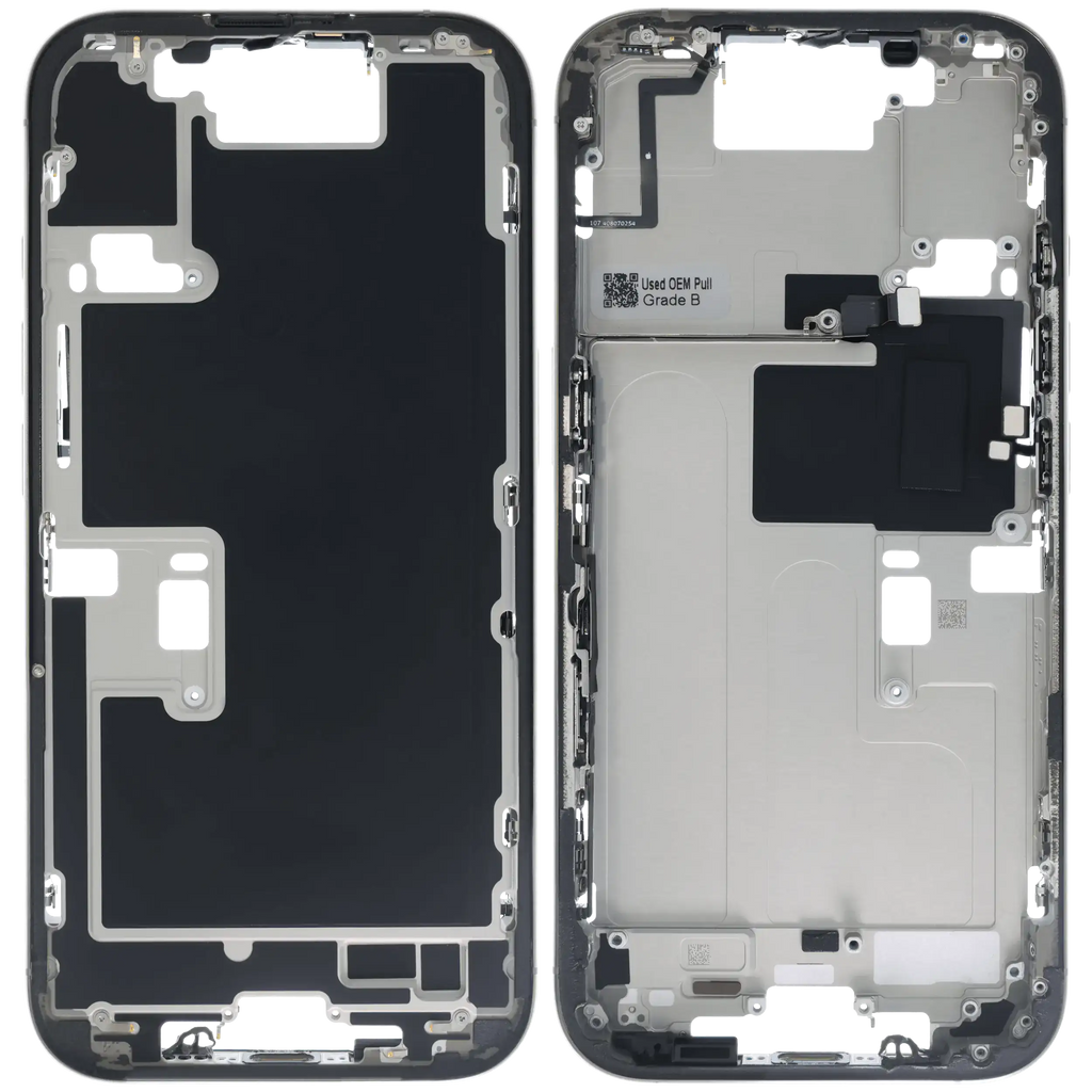 Midframe/Rahmen mit Small Parts für iPhone 16 Pro (US-Version) (gebrauchter OEM-Ausbau, Qualität C) (Natural Titanium)
