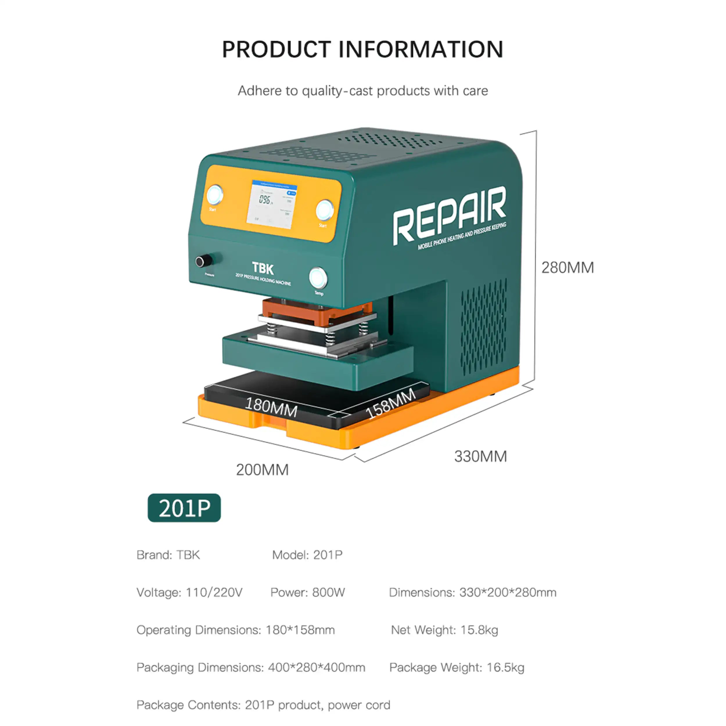 201P Heating And Pressure Maintaining Machine (220V / EU Version) (TBK)