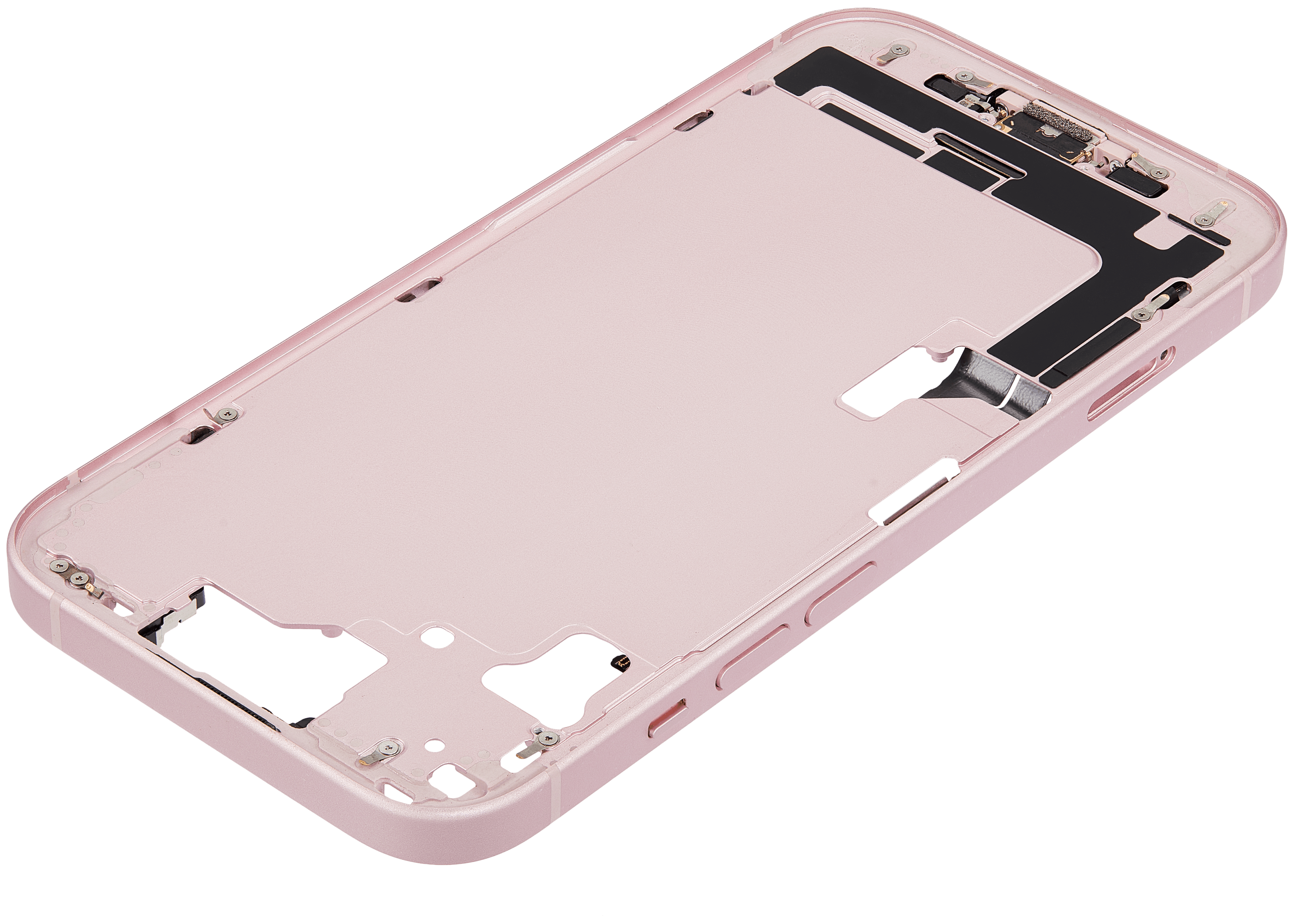 Midframe/Rahmen mit Ladebuchse Flex & Small Parts für iPhone 15 (EU / Global Version) (gebrauchter OEM-Ausbau, Qualität C) (Pink)