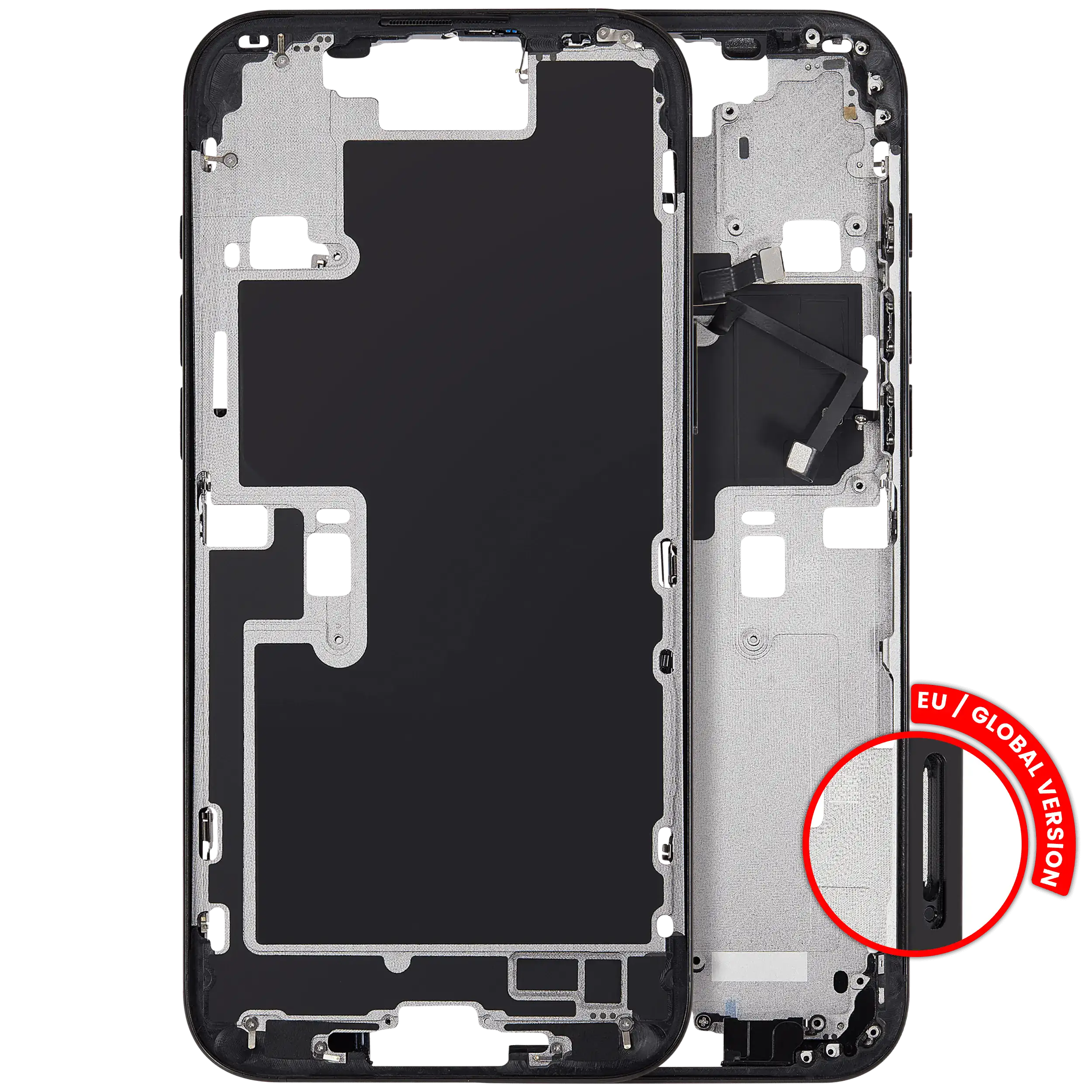 Midframe/Rahmen mit Power And Volume Button für iPhone 16 Pro Max (EU / Global Version) (Aftermarket Plus) (Schwarz Titanium)