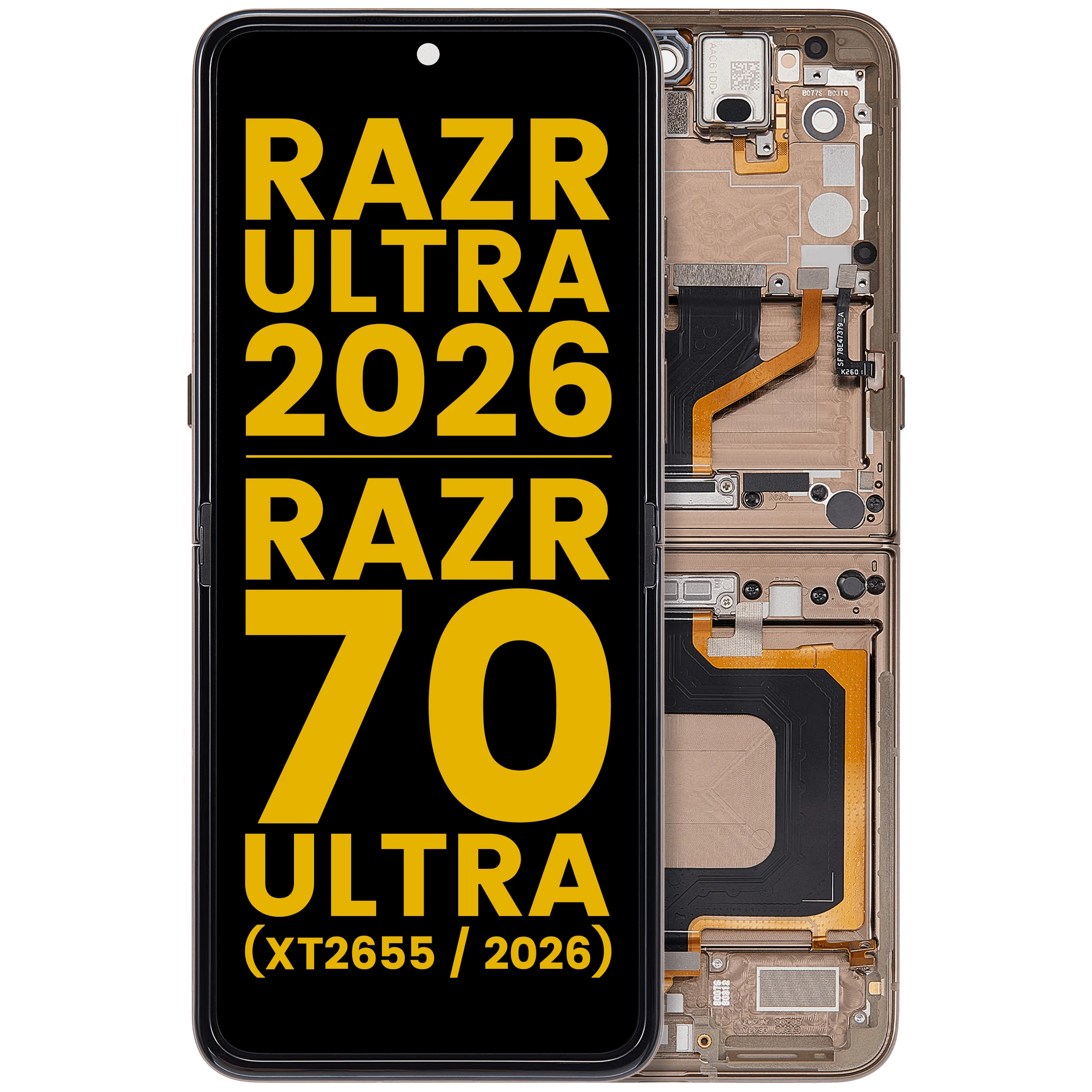 OLED-Display mit Rahmen für Motorola Razr Ultra 2026 / Razr 70 Ultra (XT2655 / 2026) (Refurbished) (Cocoa)