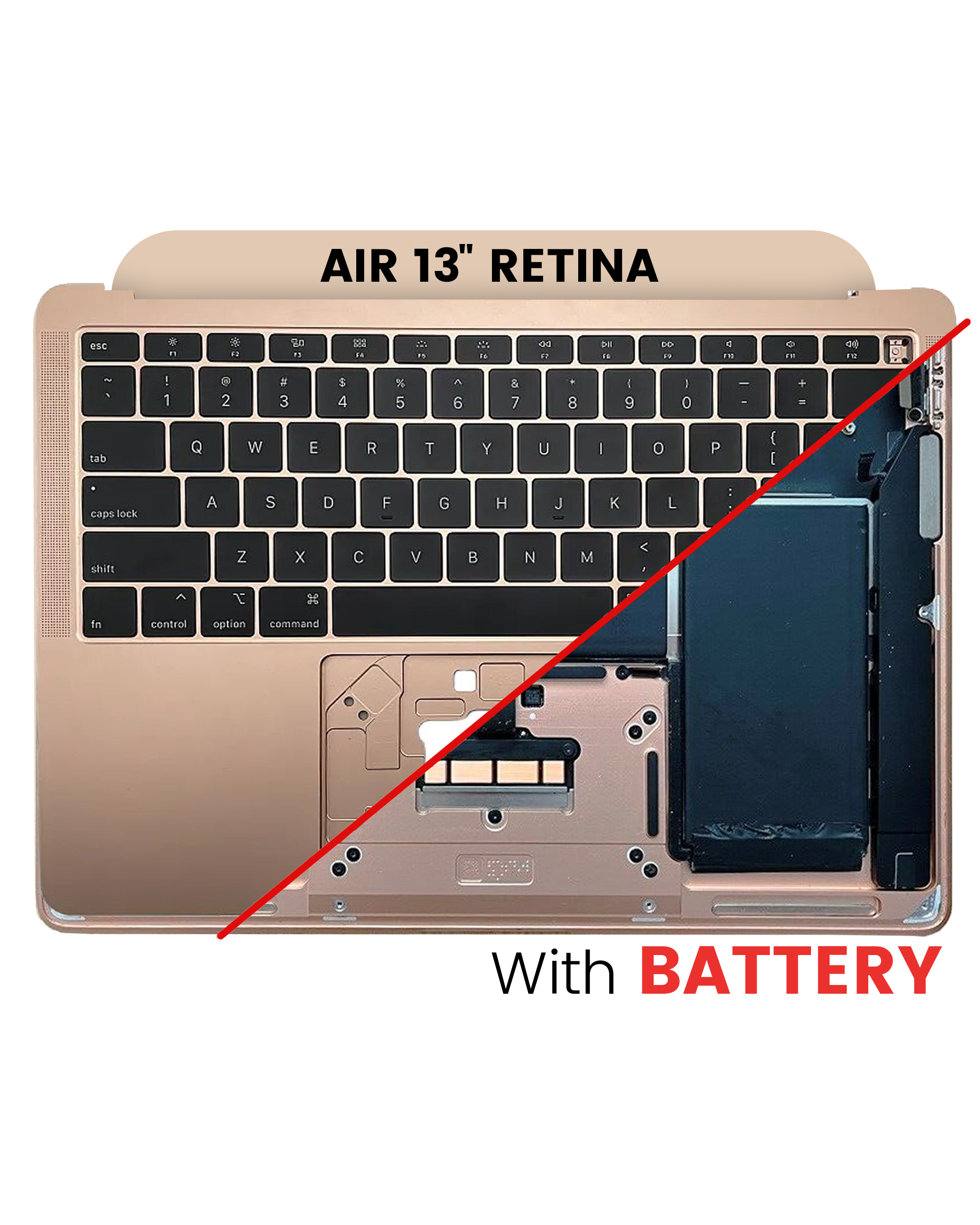 Top Case mit Akku and Keyboard (ANSI US) für MacBook Air 13" A1932 (2018-2019) (gebrauchter OEM-Ausbau, Qualität A) (Rose Gold)