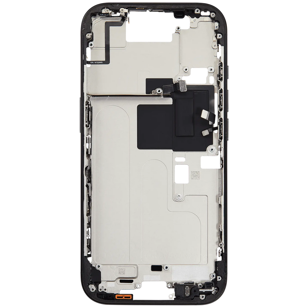 Midframe/Rahmen mit Small Parts für iPhone 16 Pro (EU / Global Version) (gebrauchter OEM-Ausbau, Qualität A) (Schwarz Titanium)