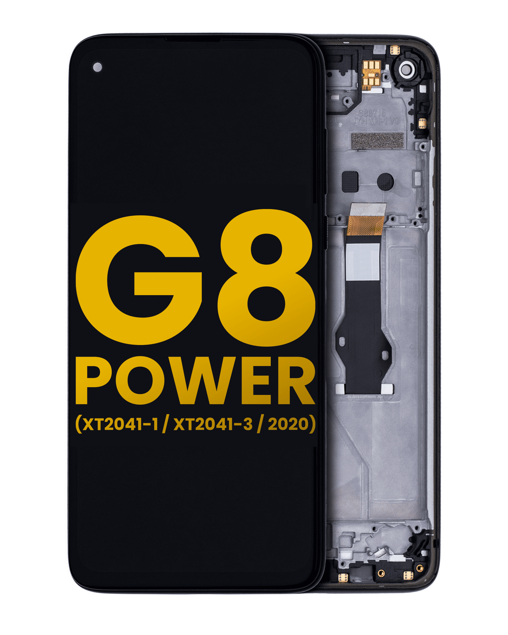 LCD Display with Frame for Motorola Moto G8 Power (XT2041-1 / XT2041-3 / 2020) (Refurbished) (Smoke Black)