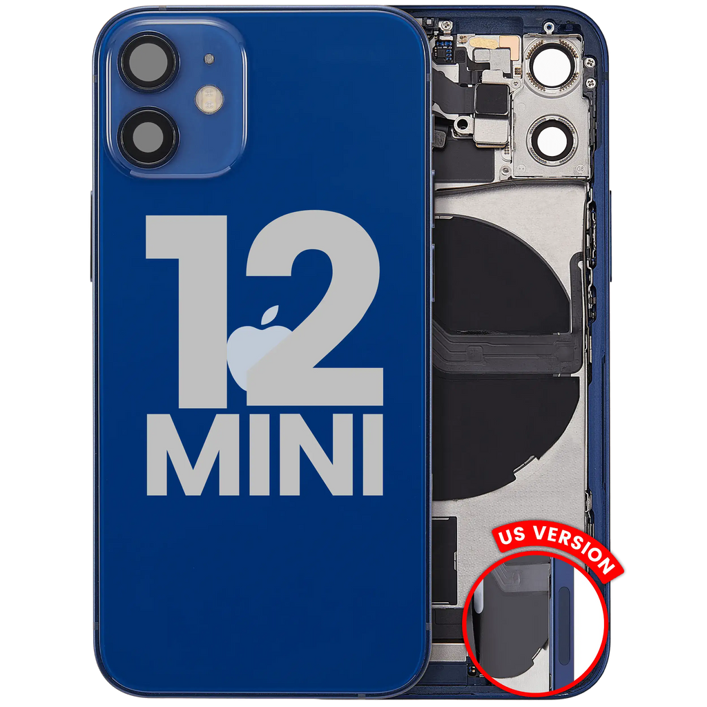 Back Cover with Charging Port Flex & Small Parts for iPhone 12 Mini (US Version) (Used OEM Pull, C Quality) (Blue)