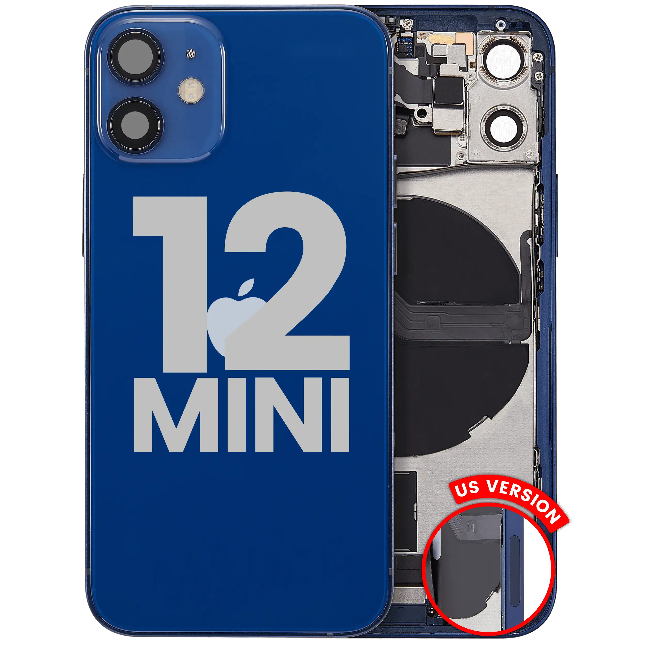 Backcover mit Ladebuchse-Flex für iPhone 12 Mini Blau OEM Pull Gebraucht C