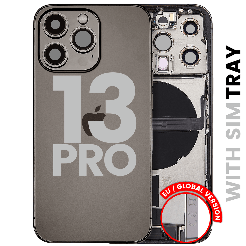 Backcover/Rahmen mit Ladebuchse Flex & Small Parts für iPhone 13 Pro (EU / Global Version) (gebrauchter OEM-Ausbau, Qualität B) (Graphite)