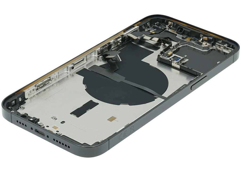 Backcover/Rahmen mit Small Parts für iPhone 14 Pro Max (EU / Global Version) (gebrauchter OEM-Ausbau, Qualität C) (Space Schwarz)
