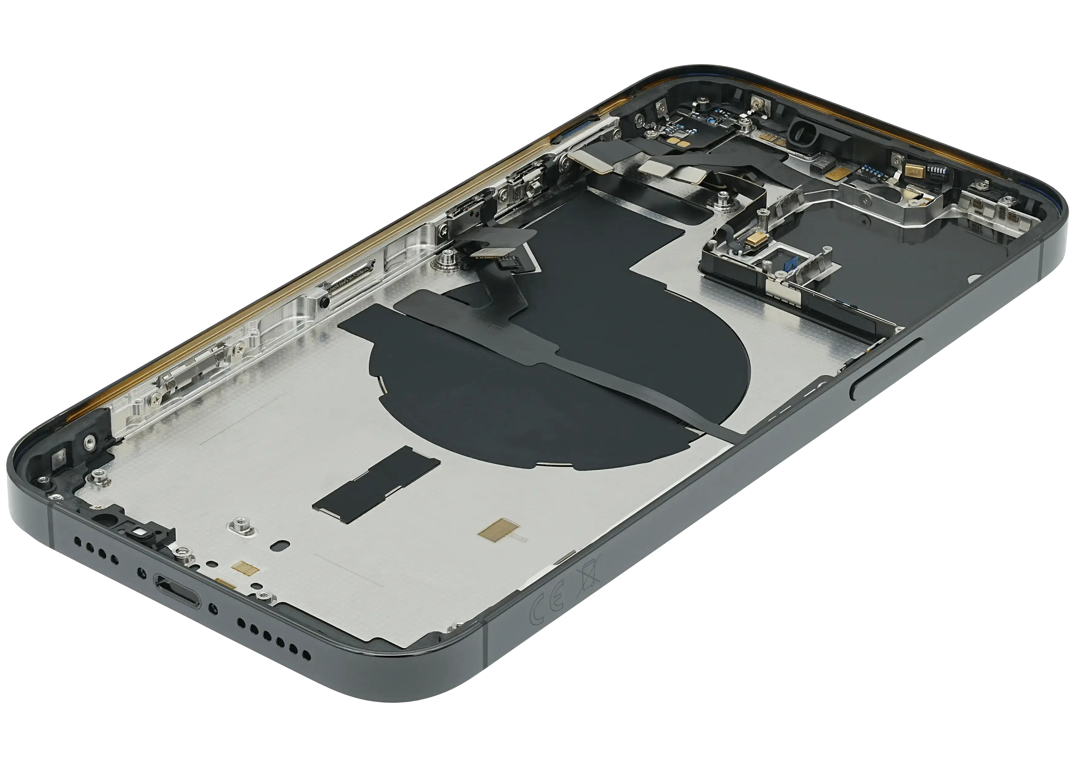 Backcover/Rahmen mit Small Parts für iPhone 14 Pro Max (EU / Global Version) (gebrauchter OEM-Ausbau, Qualität C) (Space Schwarz)