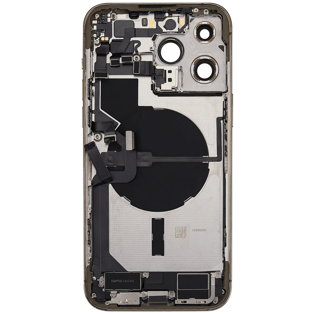 Backcover/Rahmen mit Ladebuchse Flex & Small Parts für iPhone 14 Pro Max (EU / Global Version) (gebrauchter OEM-Ausbau, Qualität A) (Gold)