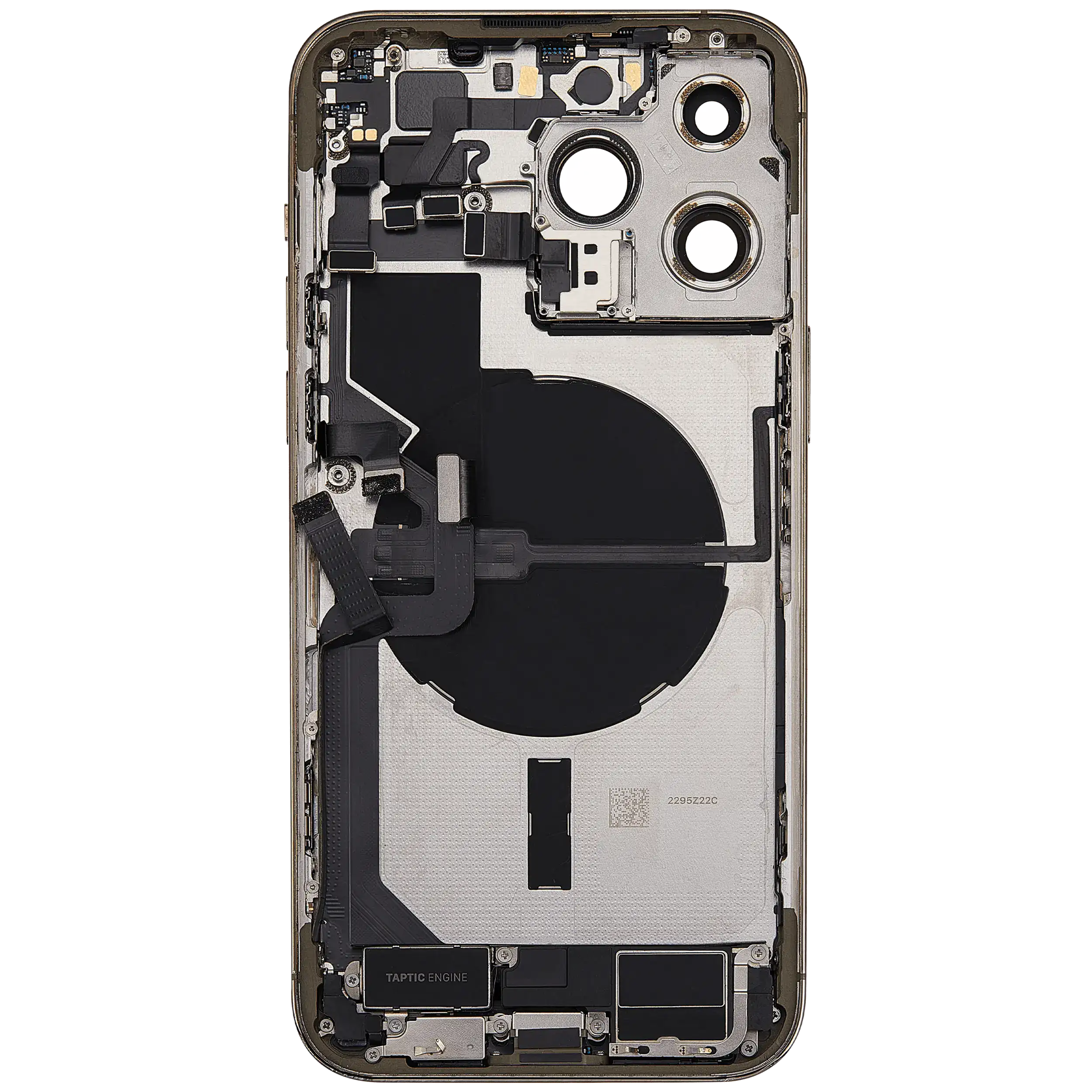 Backcover/Rahmen mit Ladebuchse Flex & Small Parts für iPhone 14 Pro Max (EU / Global Version) (gebrauchter OEM-Ausbau, Qualität A) (Gold)