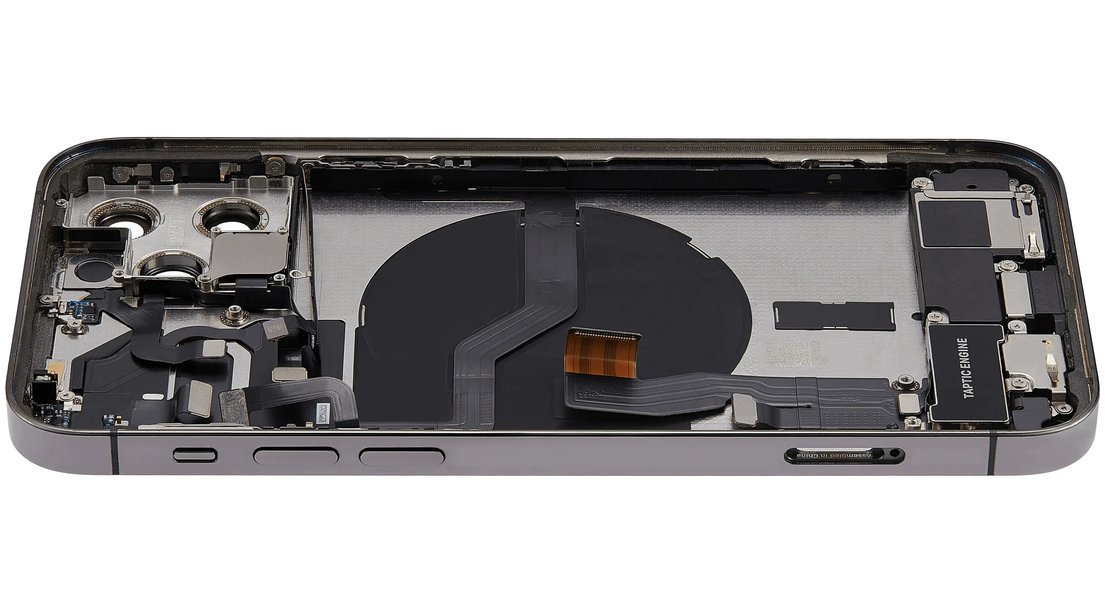 Backcover/Rahmen mit Ladebuchse Flex & Small Parts für iPhone 12 Pro (EU / Global Version) (gebrauchter OEM-Ausbau, Qualität A) (Graphite)
