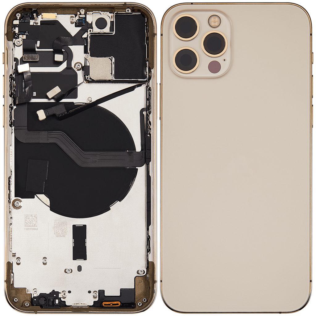 Backcover/Rahmen mit Small Parts für iPhone 12 Pro (EU / Global Version) (gebrauchter OEM-Ausbau, Qualität C) (Gold)