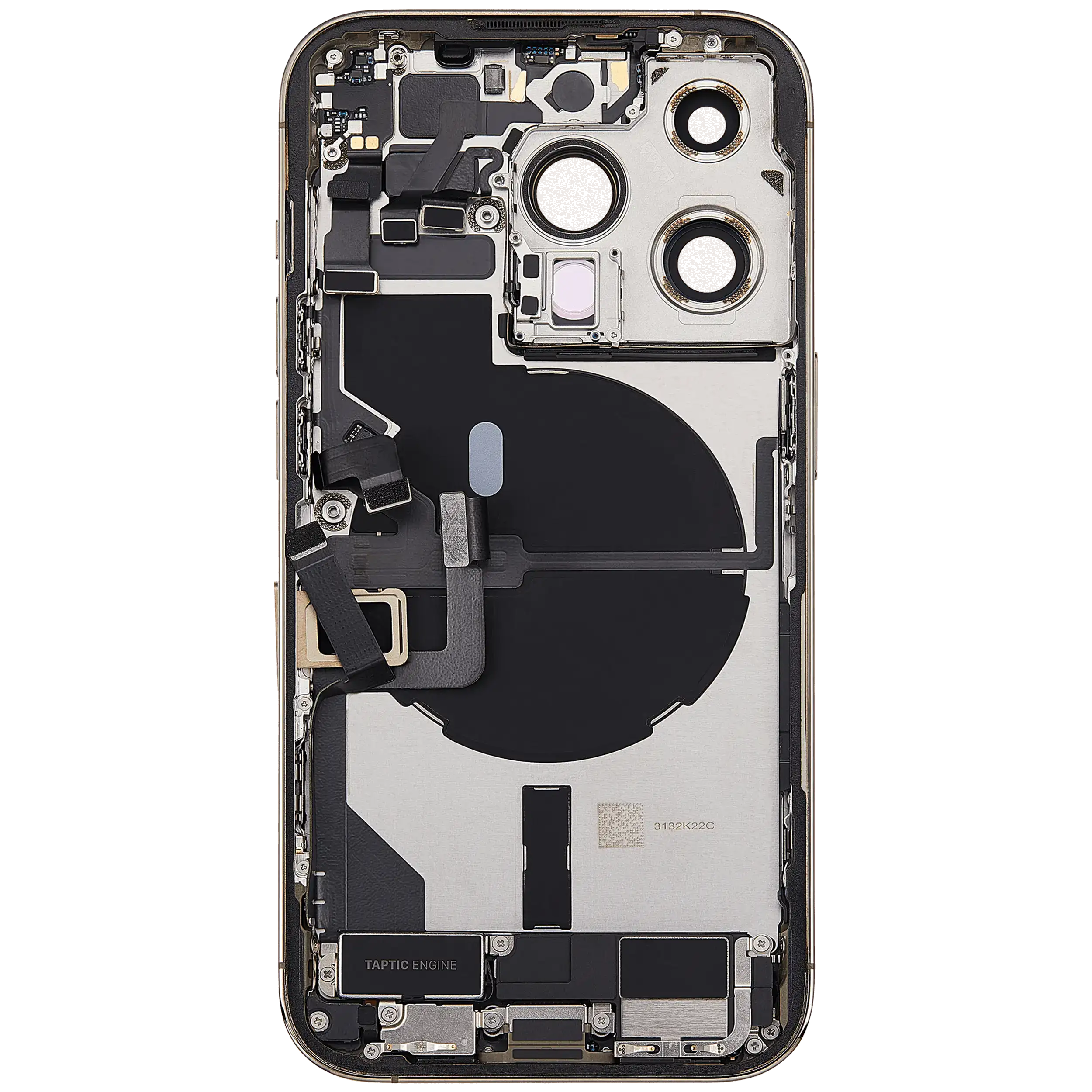 Backcover/Rahmen mit Ladebuchse Flex & Small Parts für iPhone 14 Pro (EU / Global Version) (gebrauchter OEM-Ausbau, Qualität A) (Gold)