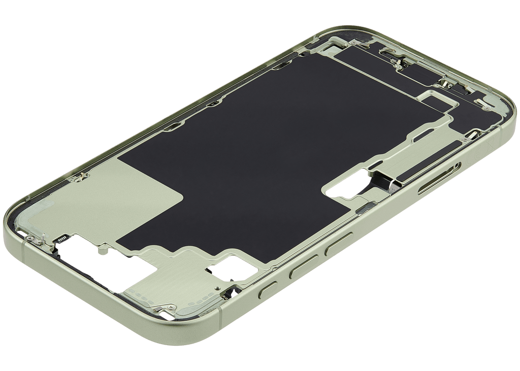 Midframe/Rahmen mit Ladebuchse Flex & Small Parts für iPhone 17 (EU / Global Version) (gebrauchter OEM-Ausbau, Qualität B) (Sage)